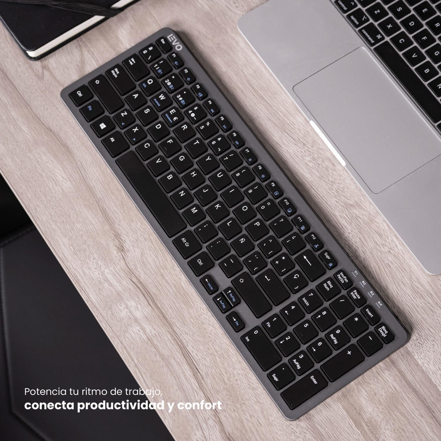 Teclado Slim Cygna + Mouse Slim Velar Grafito LEVO-1