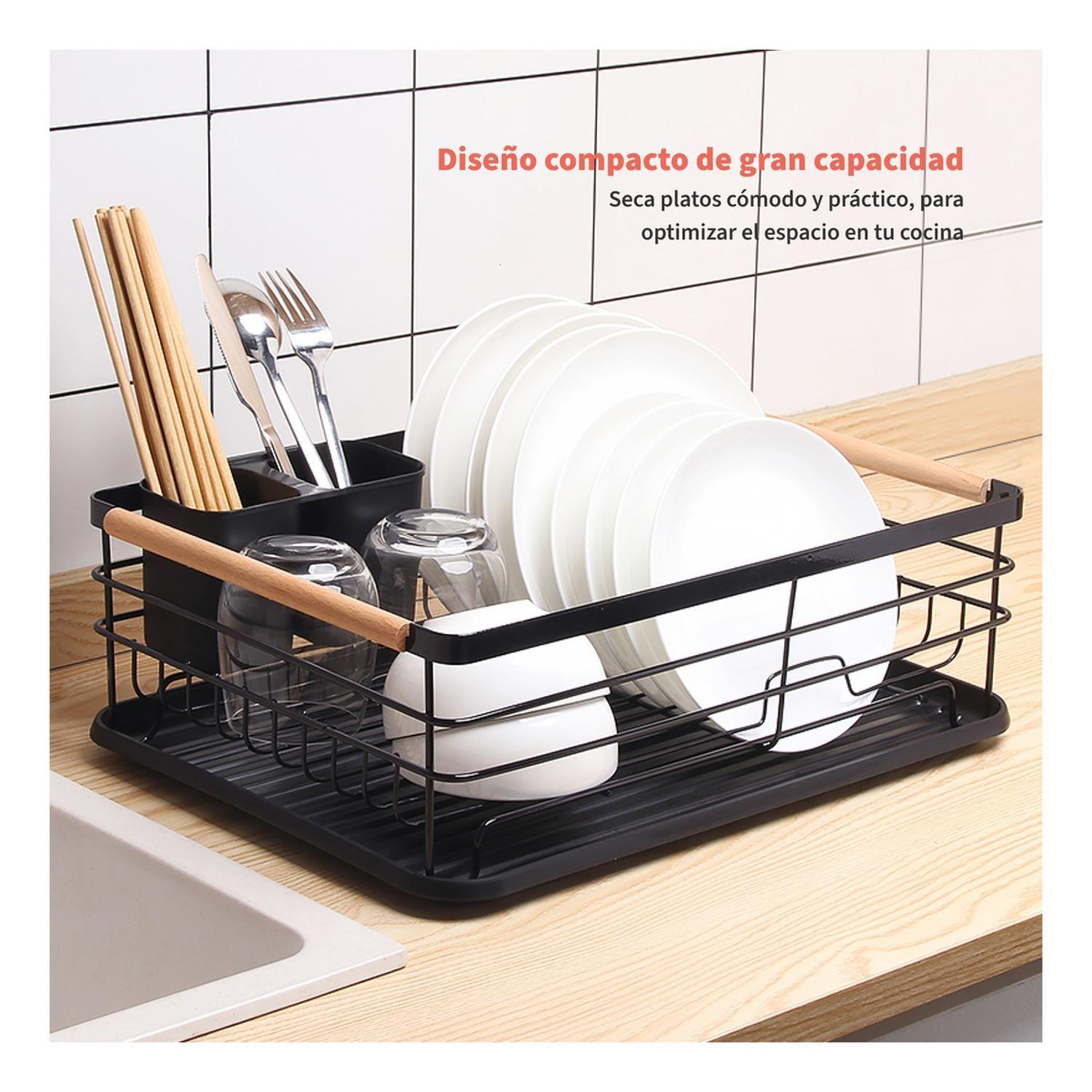 Secaplatos Escurridor 1 Nivel Acero Inox Negro Simplit-1