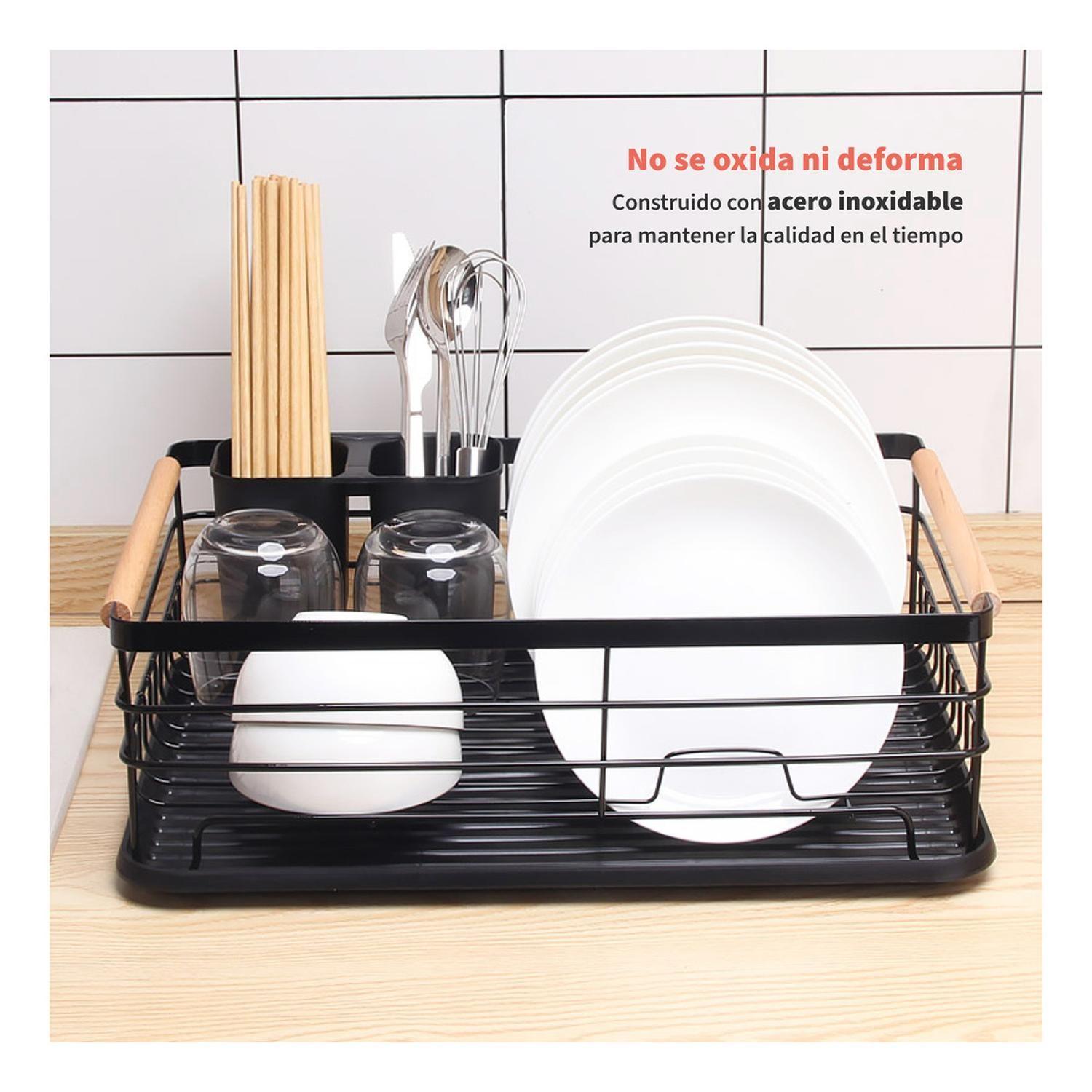 Secaplatos Escurridor 1 Nivel Acero Inox Negro Simplit-3