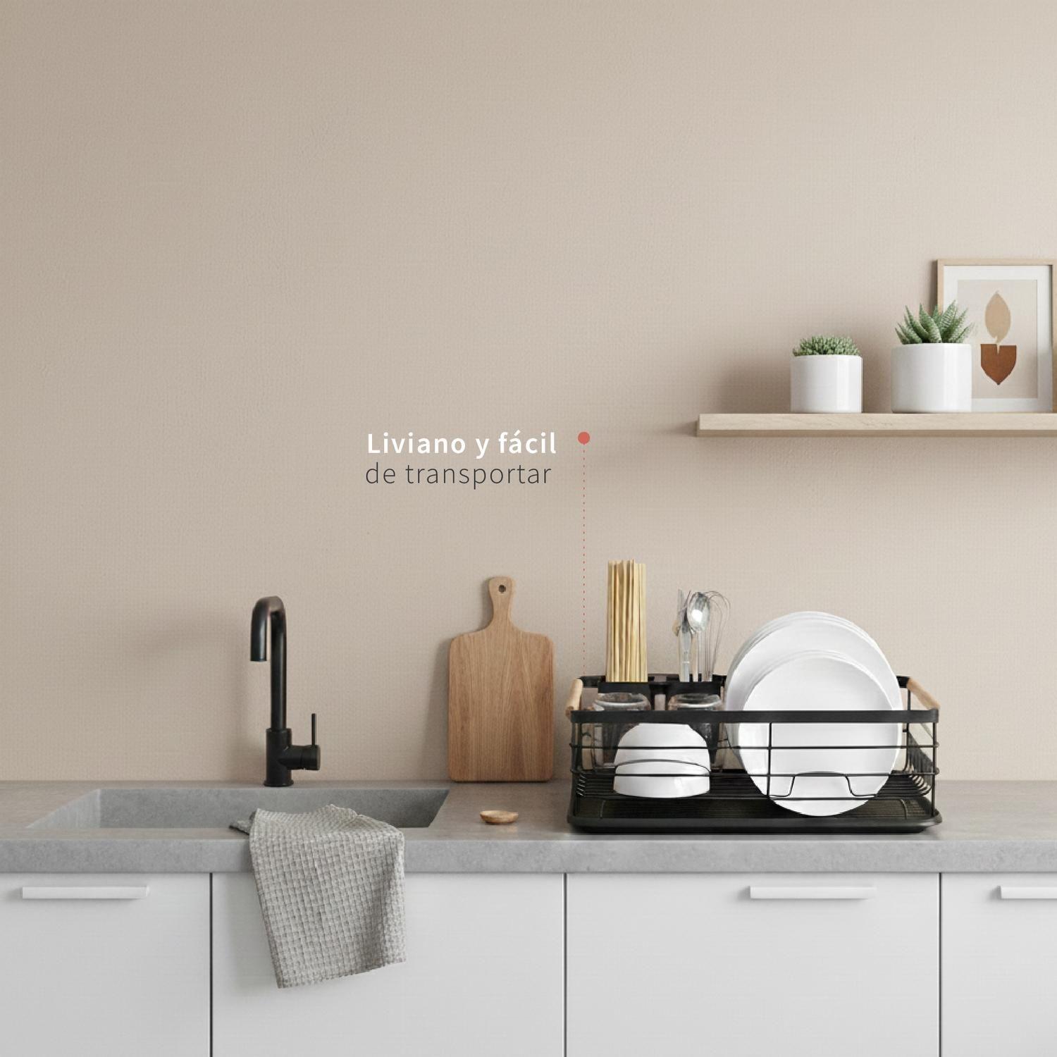 Secaplatos Escurridor 1 Nivel Acero Inox Negro Simplit-3