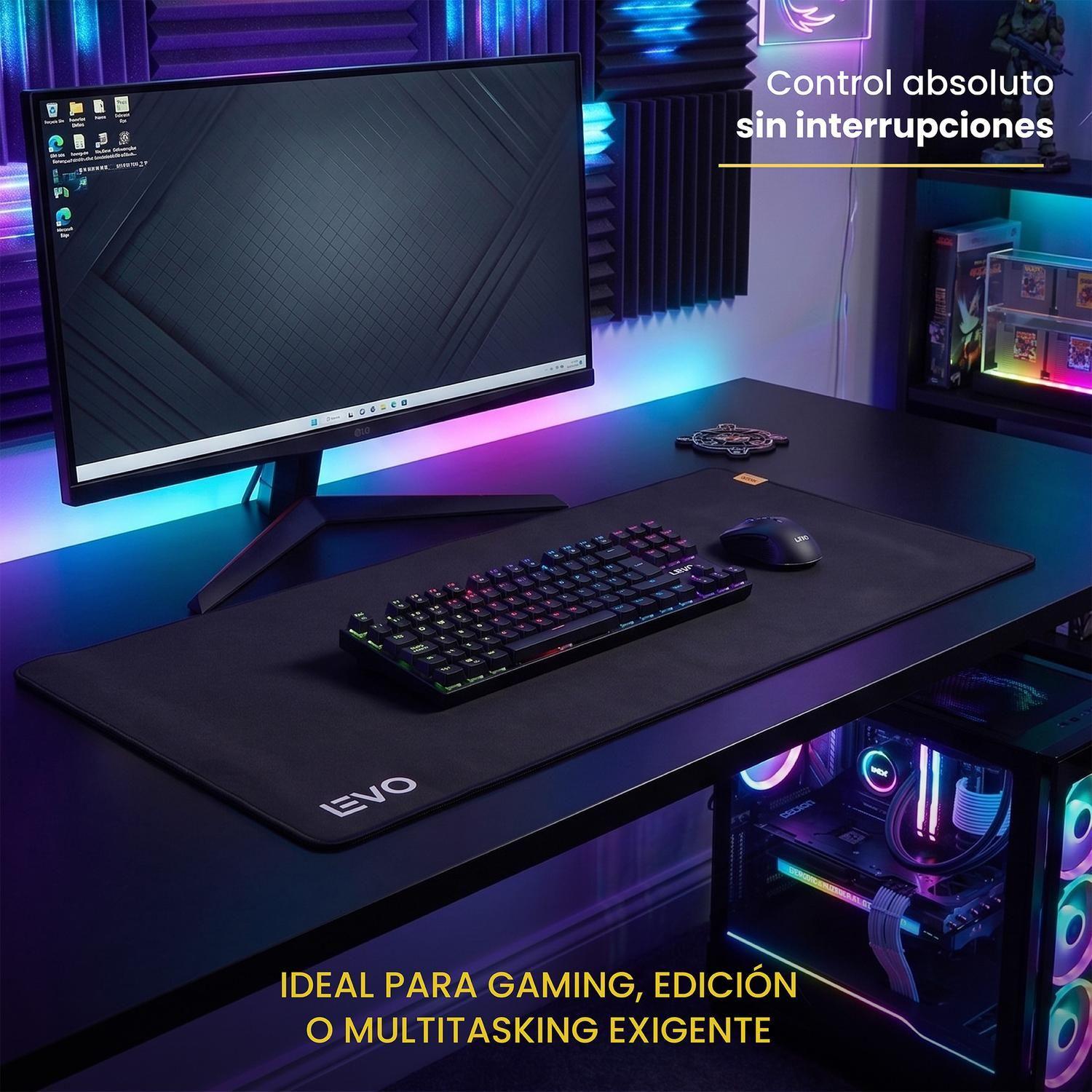 Mousepad Battlemat XXL 90x40 cm Antideslizante Negro LEVO-2