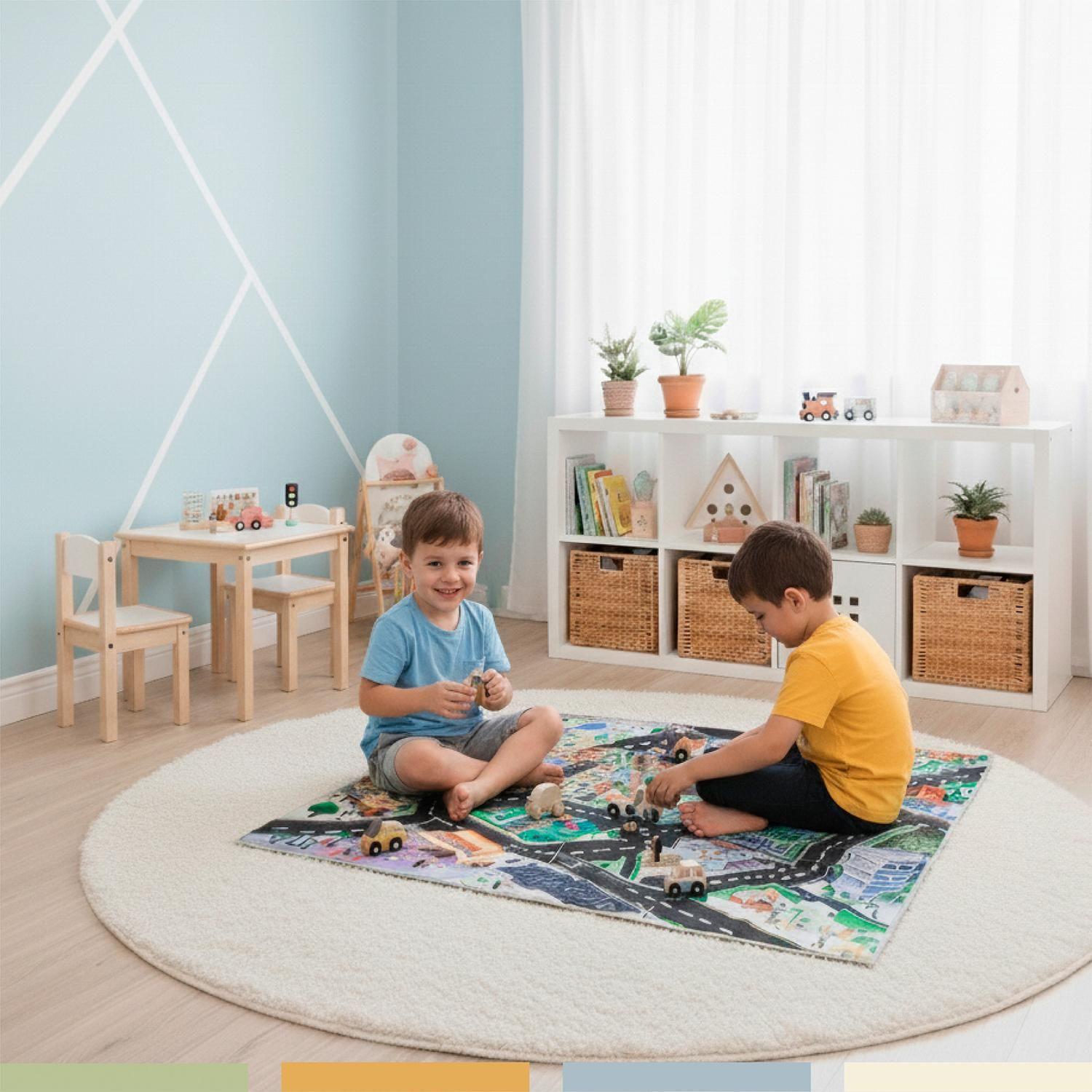 Set Autos de Juguete Tren Pista y Señaleticas Madera Bandú-7