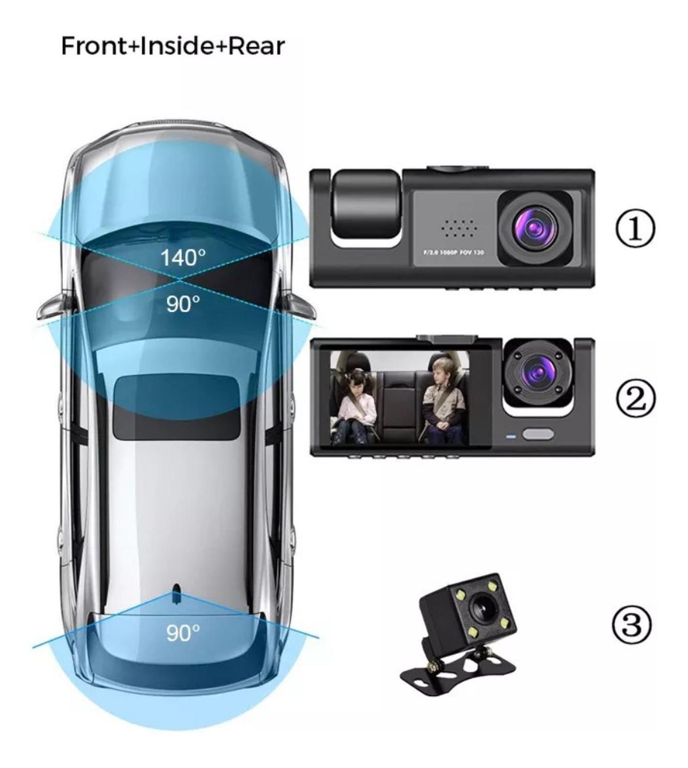 Cámara HD Auto D3 Frontal, Interior y Trasera Levo-2