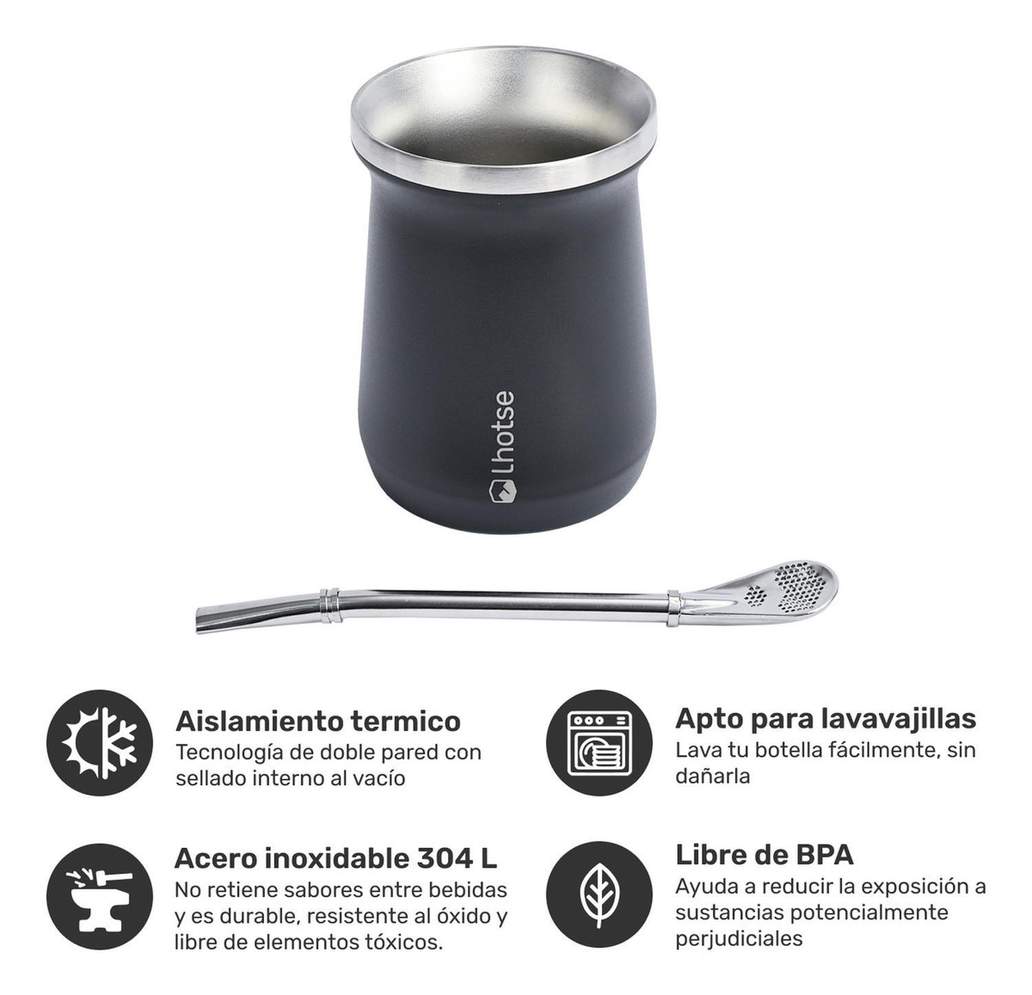 Termo Liquido Classic 1,3 lts + Mate Bombilla Lhotse Black-3