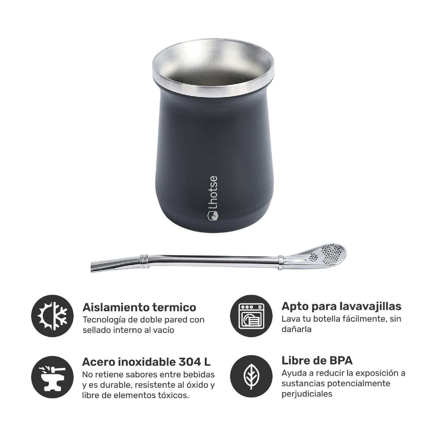 Termo Liquido Classic 1,3 lts + Mate Bombilla Lhotse Black-2