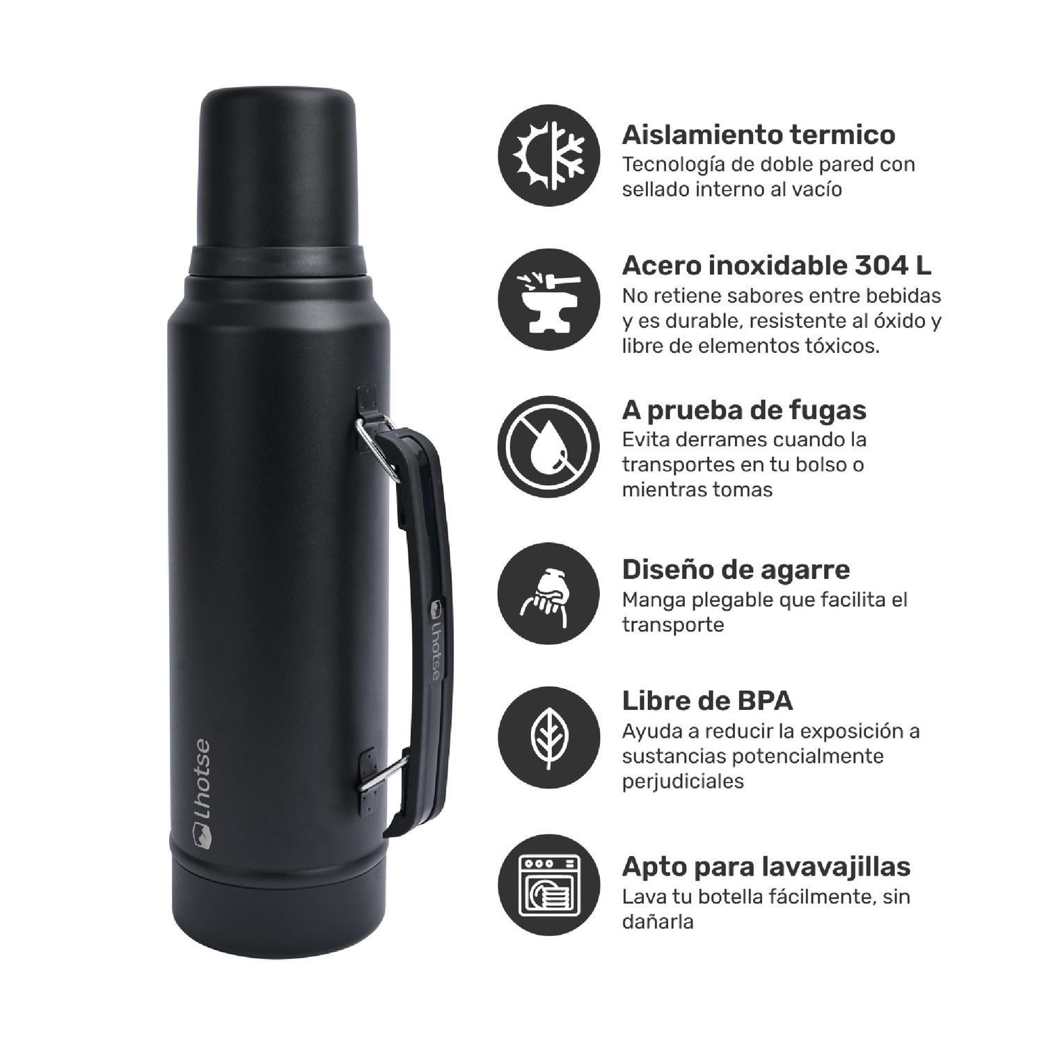 Termo Liquido Classic 1,3 lts + Mate Bombilla Lhotse Black-3
