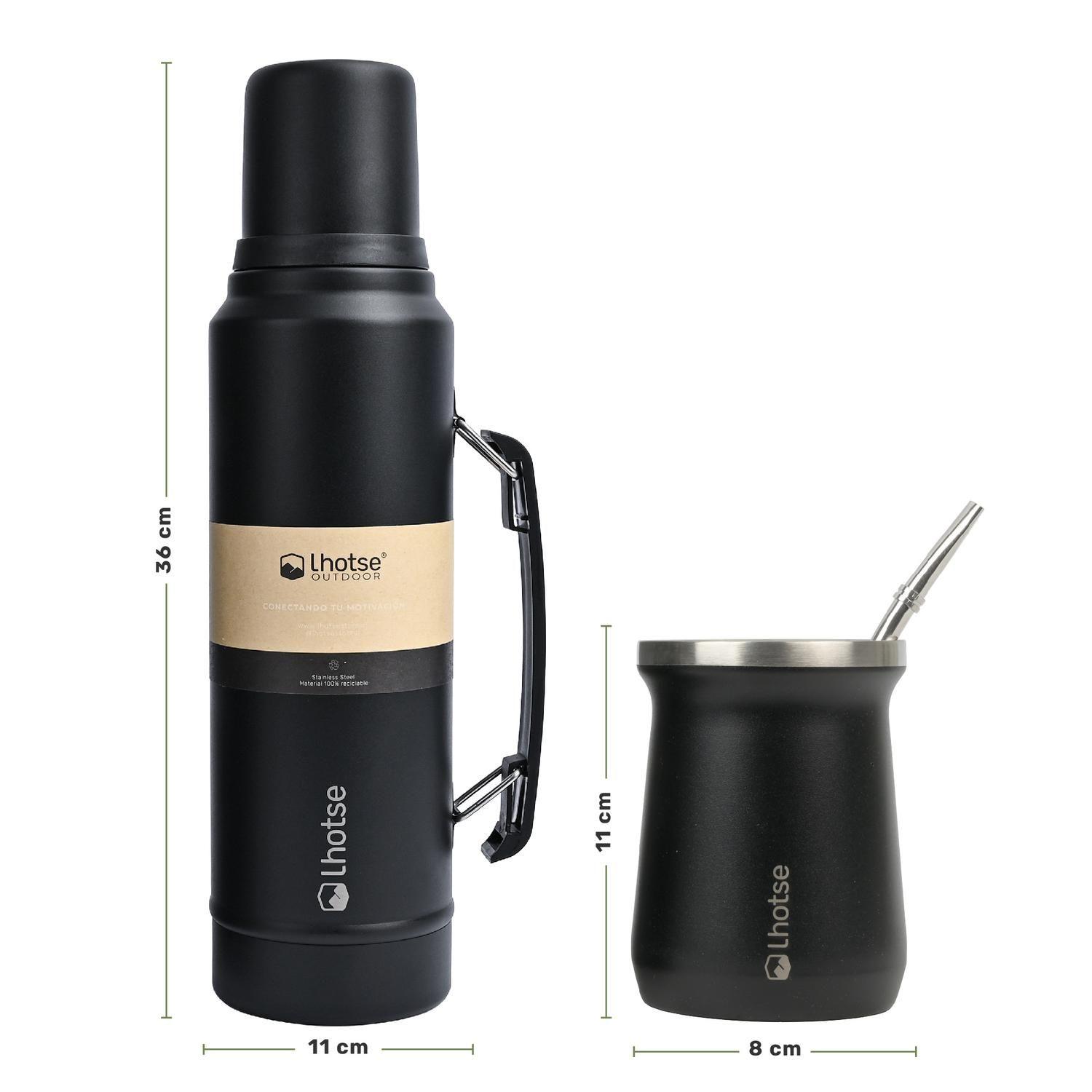 Termo Liquido Classic 1,3 lts + Mate Bombilla Lhotse Black-4