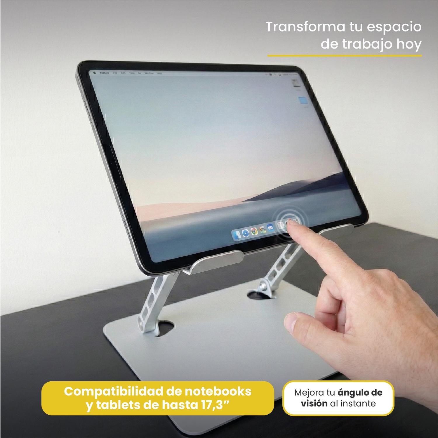 Soporte Base Alzador Notebook Plegable Ajustable Gris LEVO-2