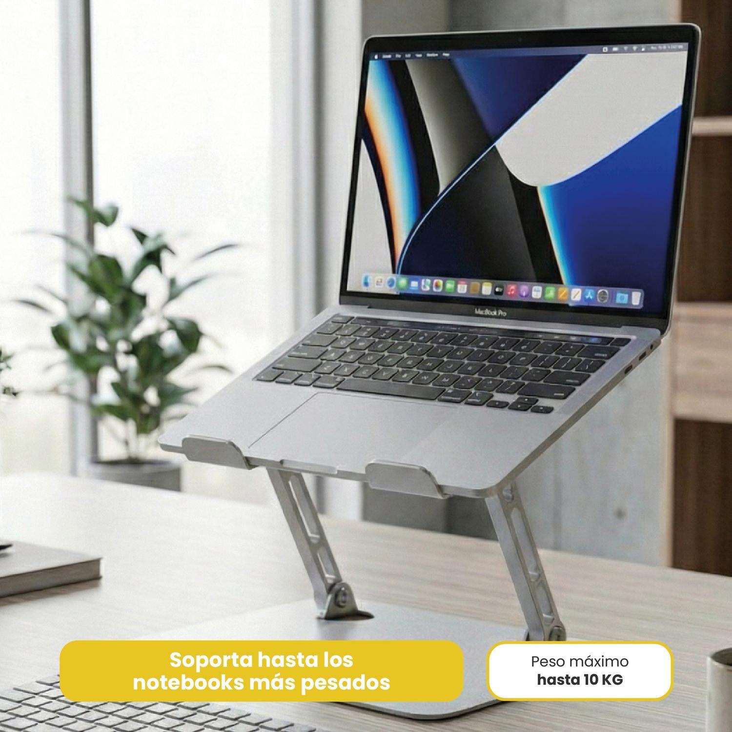 Soporte Base Alzador Notebook Plegable Ajustable Gris LEVO-5