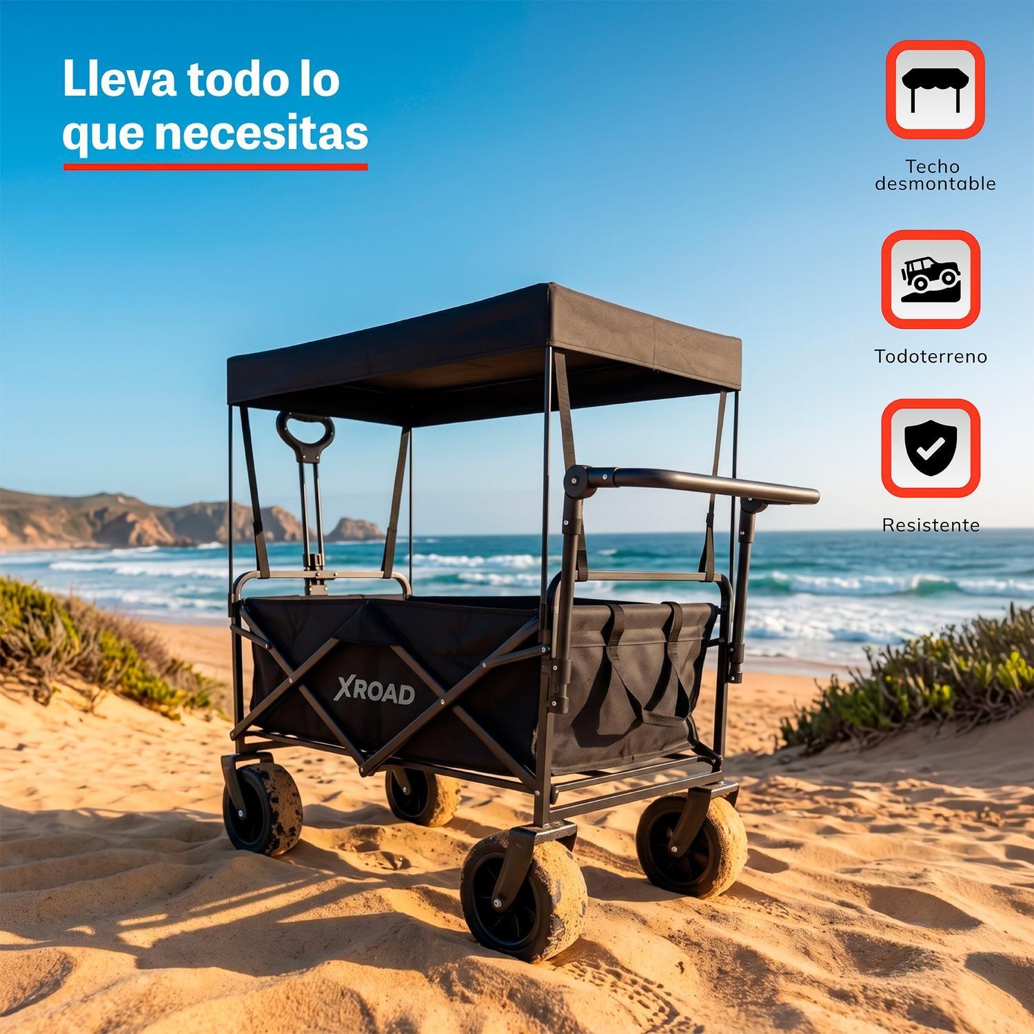 Carro de Transporte con Techo 150 KG Negro Xroad-2
