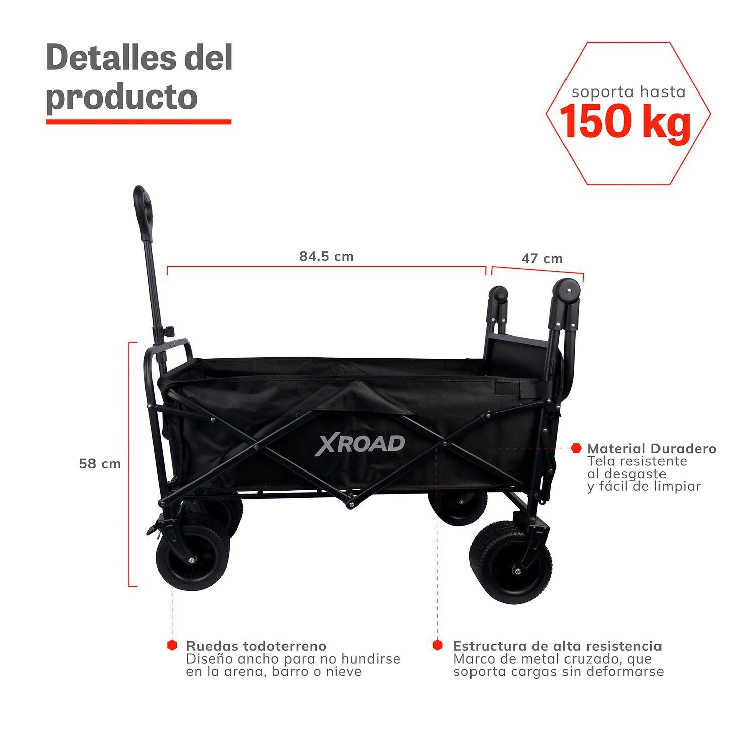 Carro de Transporte con Techo 150 KG Negro Xroad-3