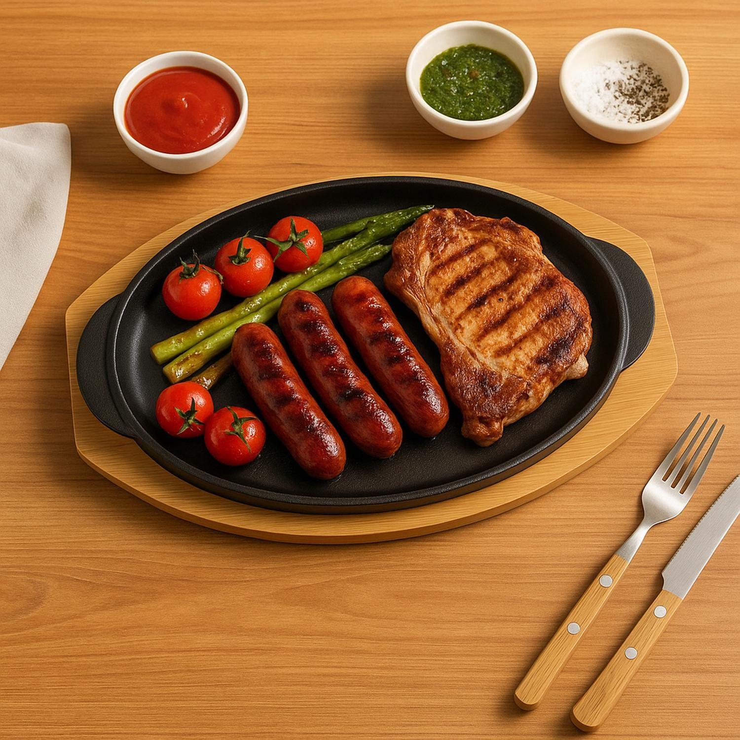 Fuente Hierro Fundido Con Bandeja Bambú 20x30 Cm Dangrill-2