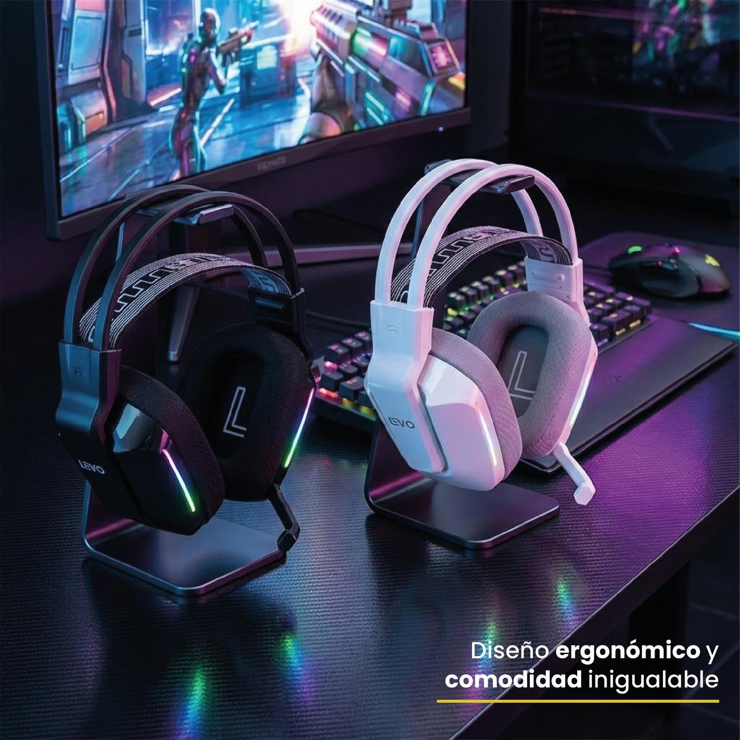 Audífono Gamer Inalámbrico Zenit Elite Bluetooth Rgb Bl Levo-6