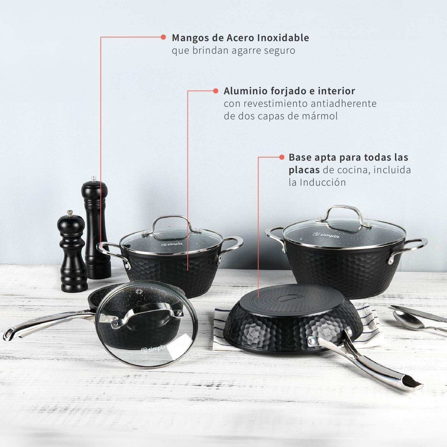Batería Cocina Black Copper 7pzs + Set 12 Utensilios Calipso-4
