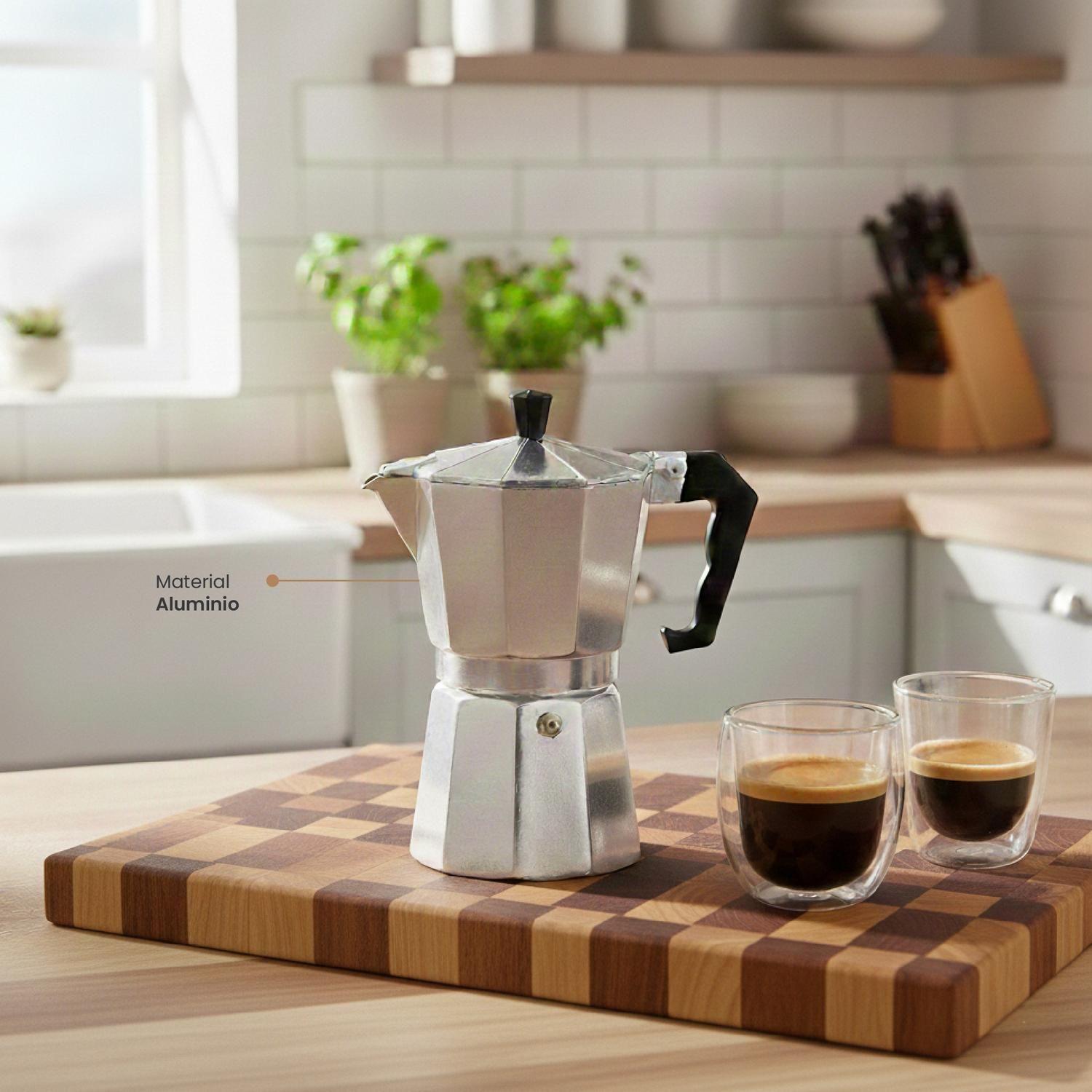 Cafetera Italiana Acero Inoxidable 6 Tazas Secret de Gourmet-3