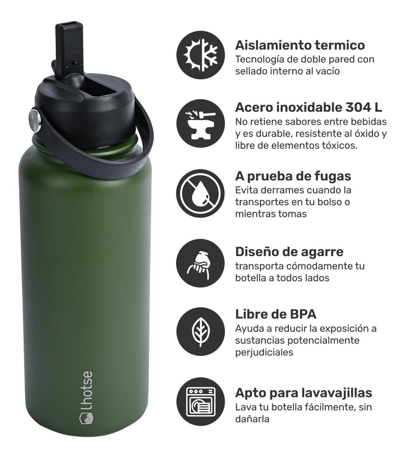 Botella Térmica Hydro Verde 960ml + 2 Tapas Lhotse-1