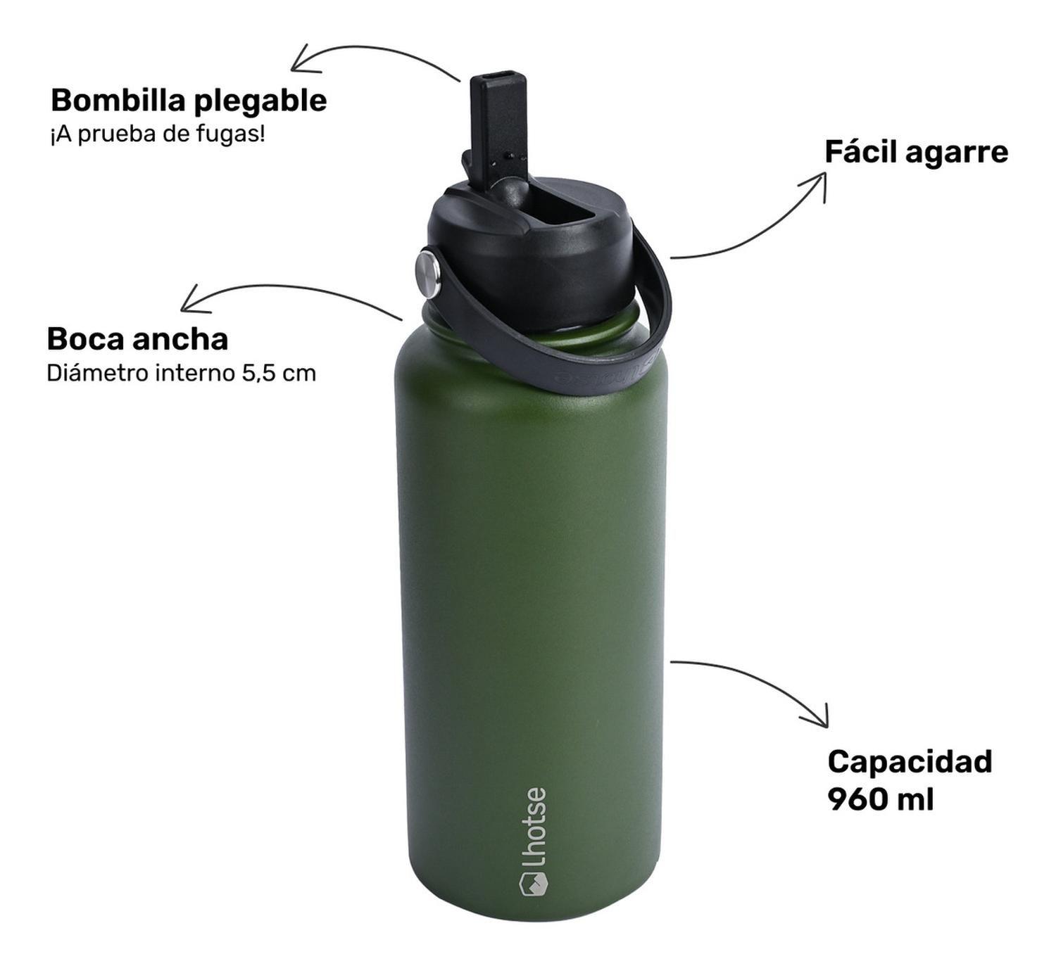 Botella Térmica Hydro Verde 960ml + 2 Tapas Lhotse-3