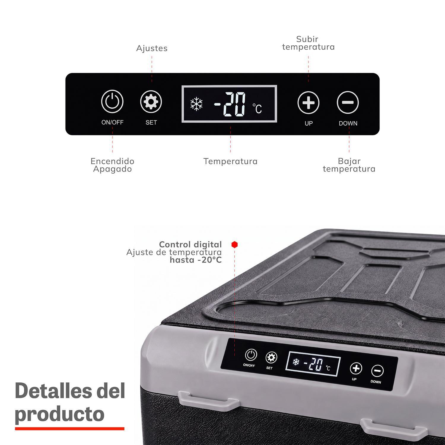 Cooler Freezer Eléctrico Portátil 40L -20°C 12V-220V Gris Xroad-2