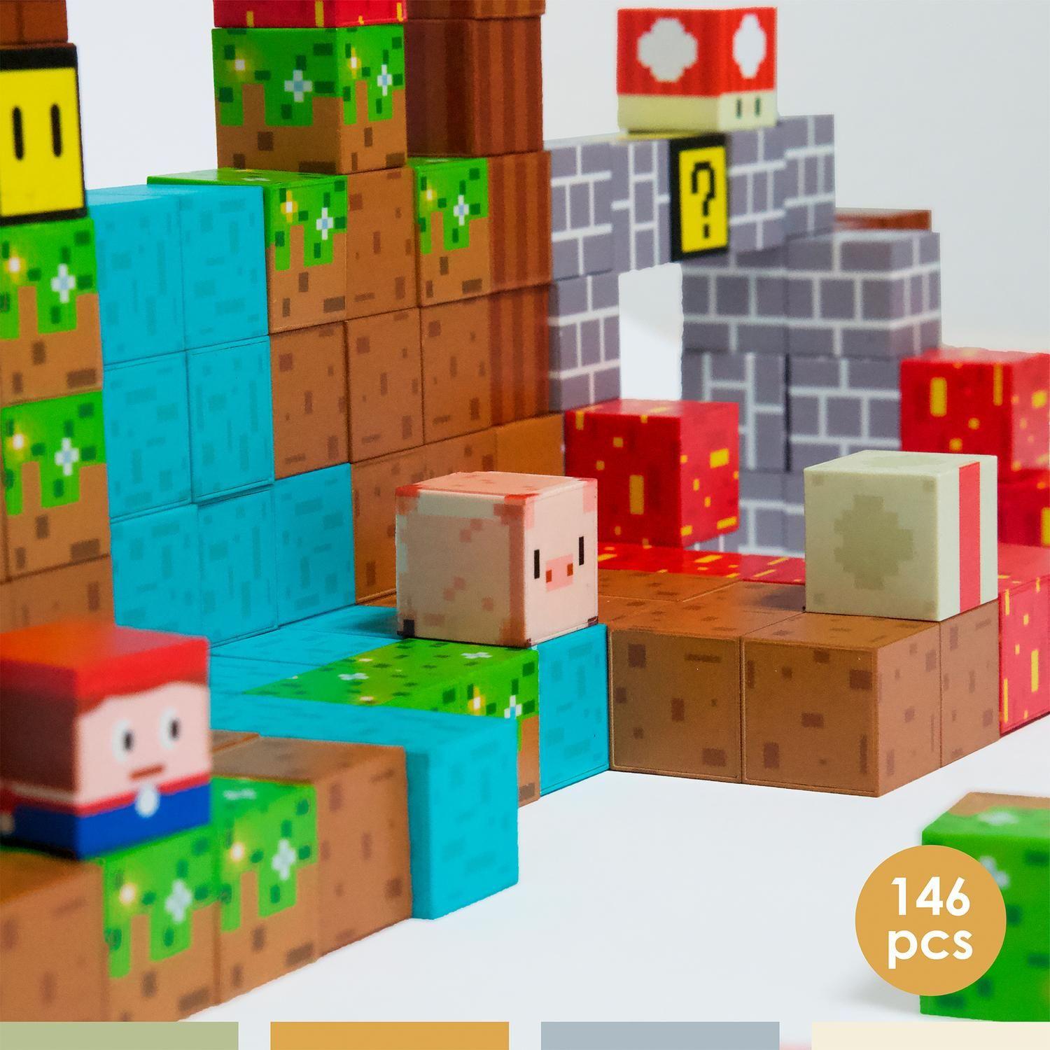 ⁠Juego Bloques Magnéticos 146pcs MineBlocks Mapa Bandú-3