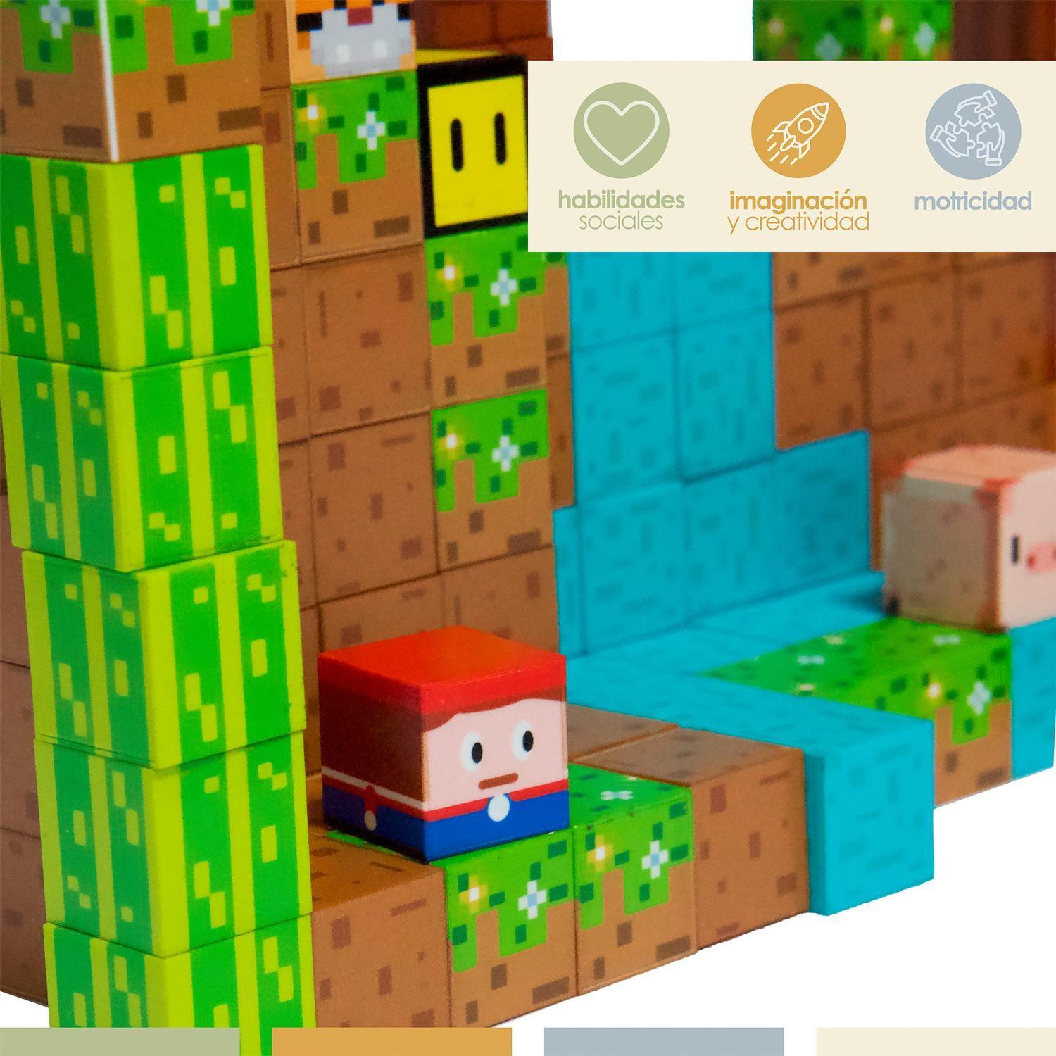 ⁠Juego Bloques Magnéticos 146pcs MineBlocks Mapa Bandú-5