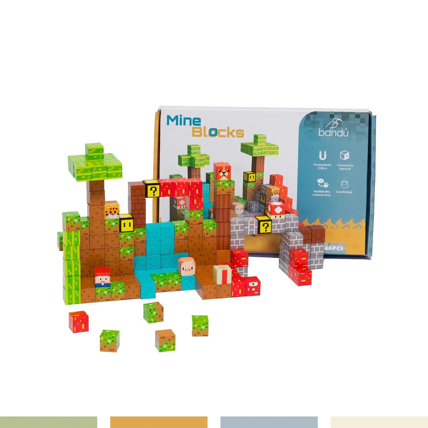 ⁠Juego Bloques Magnéticos 146pcs MineBlocks Mapa Bandú-6