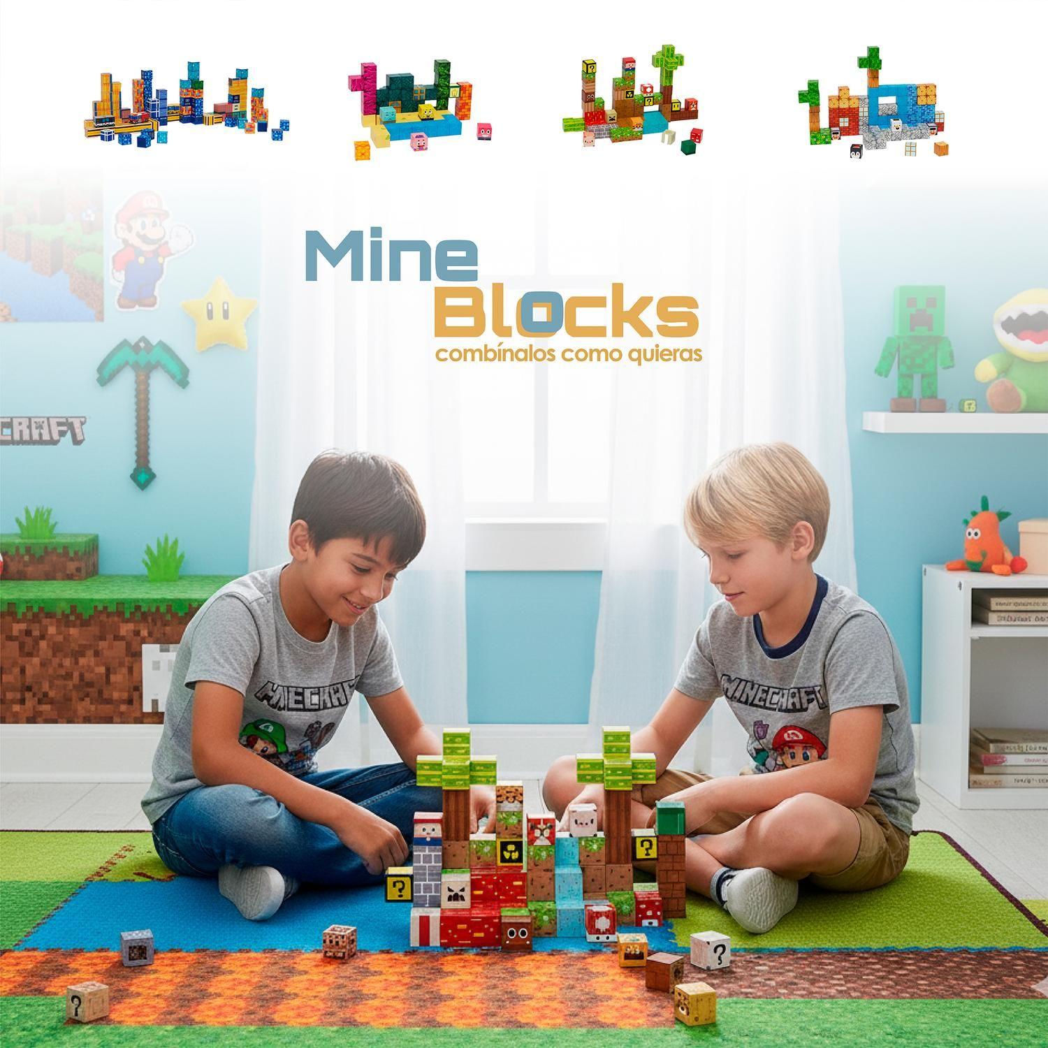 ⁠Juego Bloques Magnéticos 146pcs MineBlocks Mapa Bandú-7