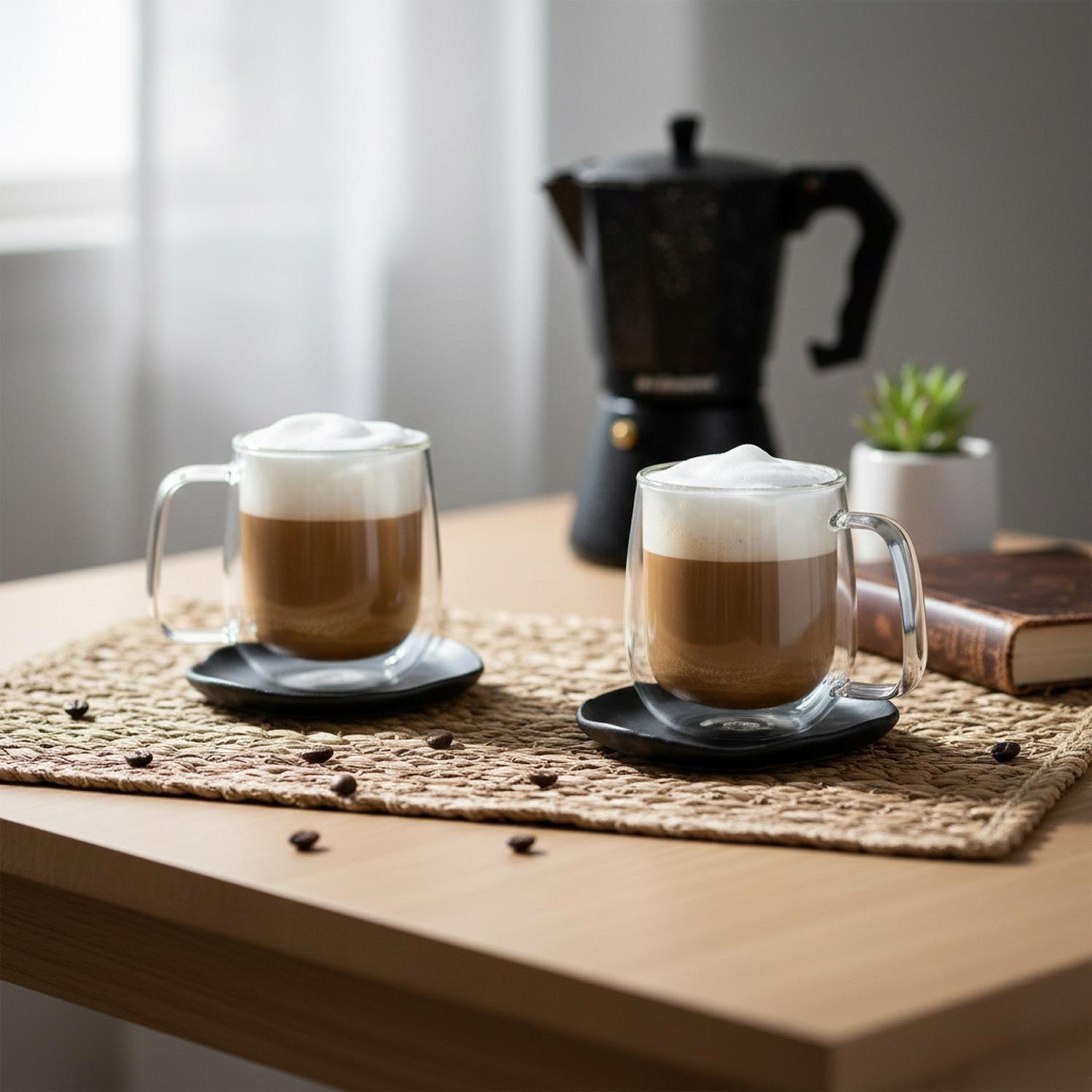 Set 2 Tazas Mug de Vidrio Doble Pared 300 ml Simplit-2