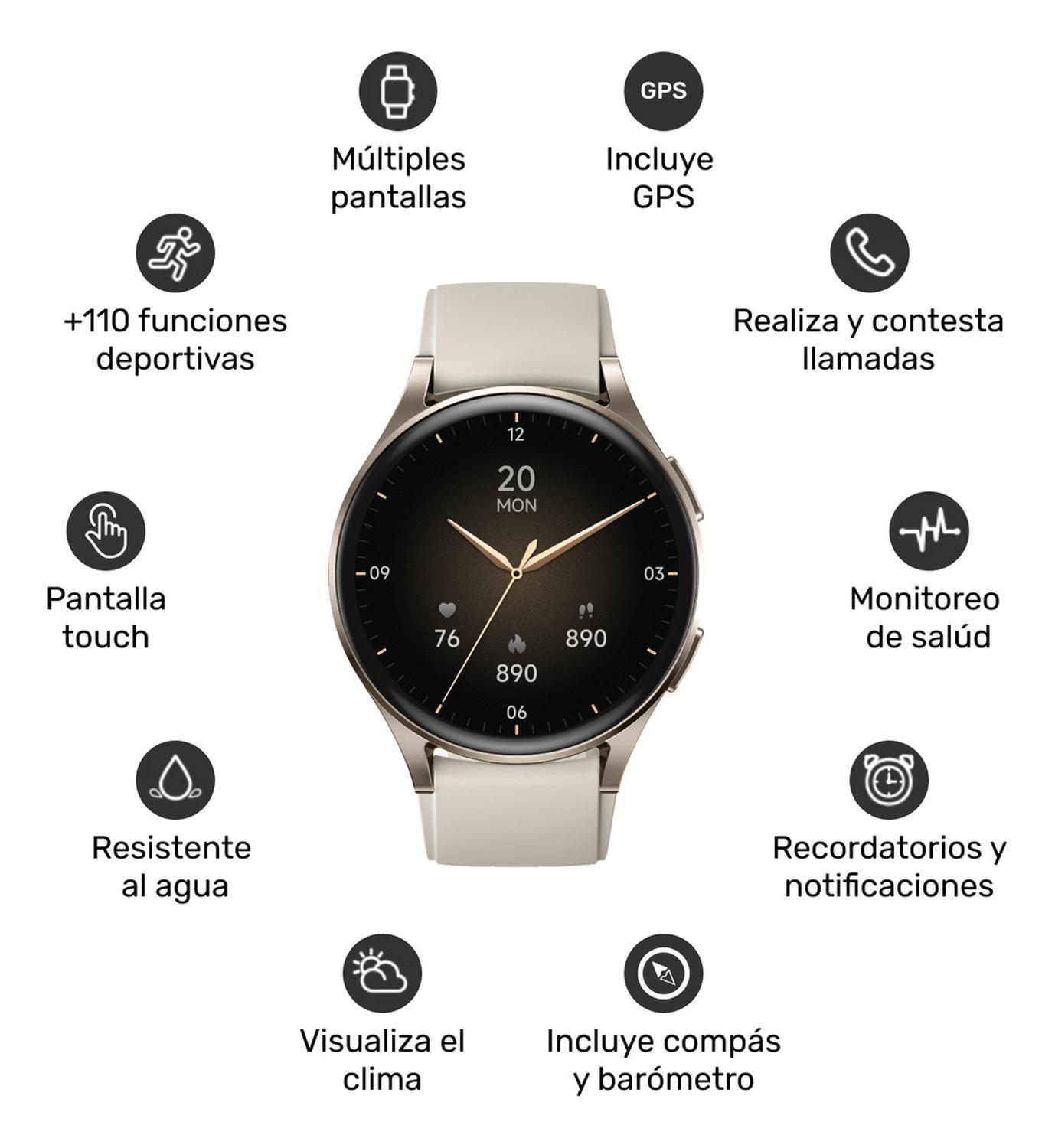 Reloj Smartwatch Lhotse Vibe 05 GPS Cream 42mm-1