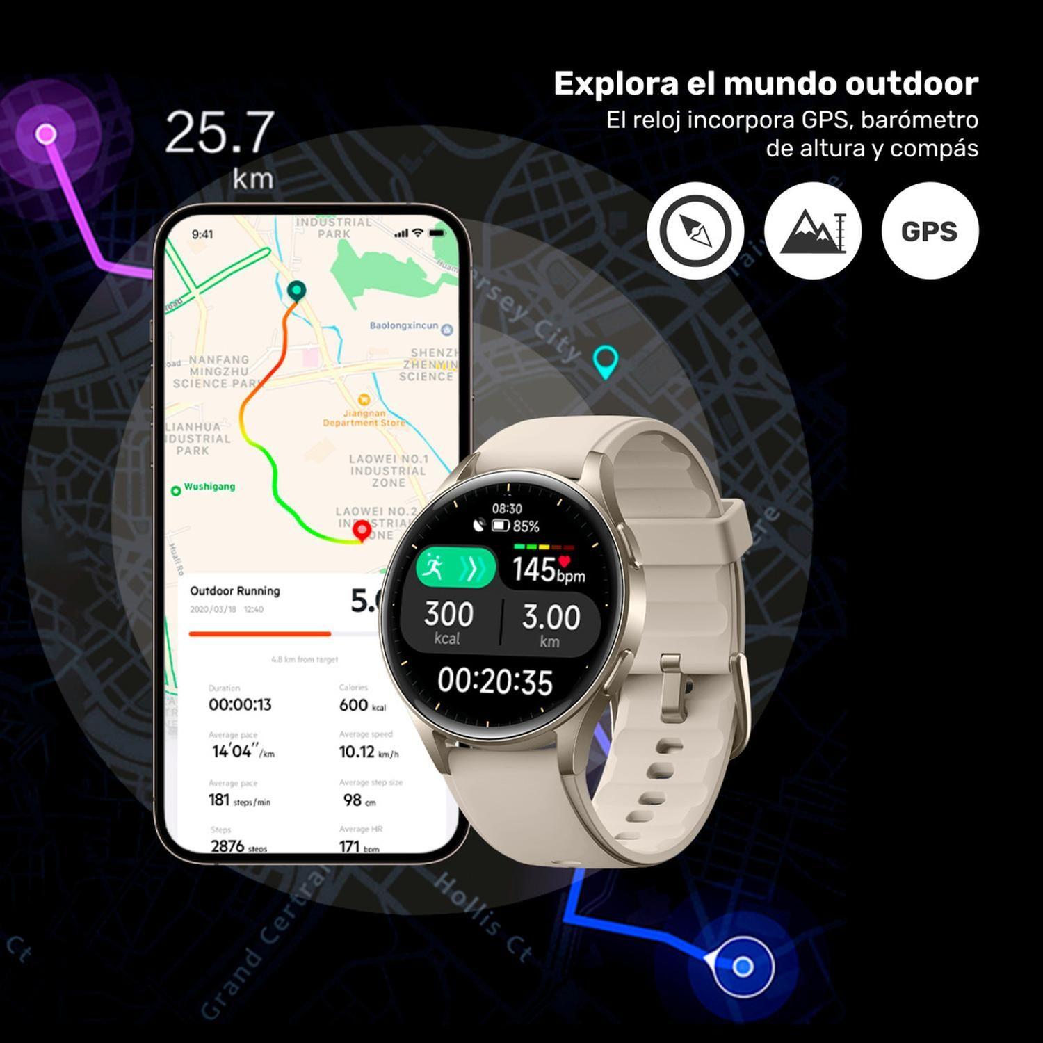 Reloj Smartwatch Lhotse Vibe 05 GPS Cream 42mm-4