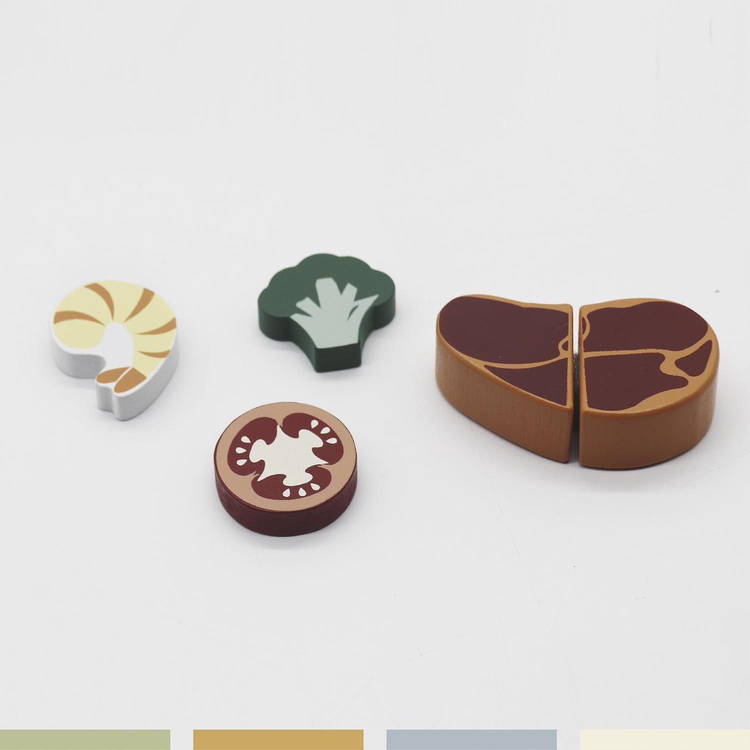 Set Juego Mini Cocina de Juguete Alimentos Madera Bandú-6