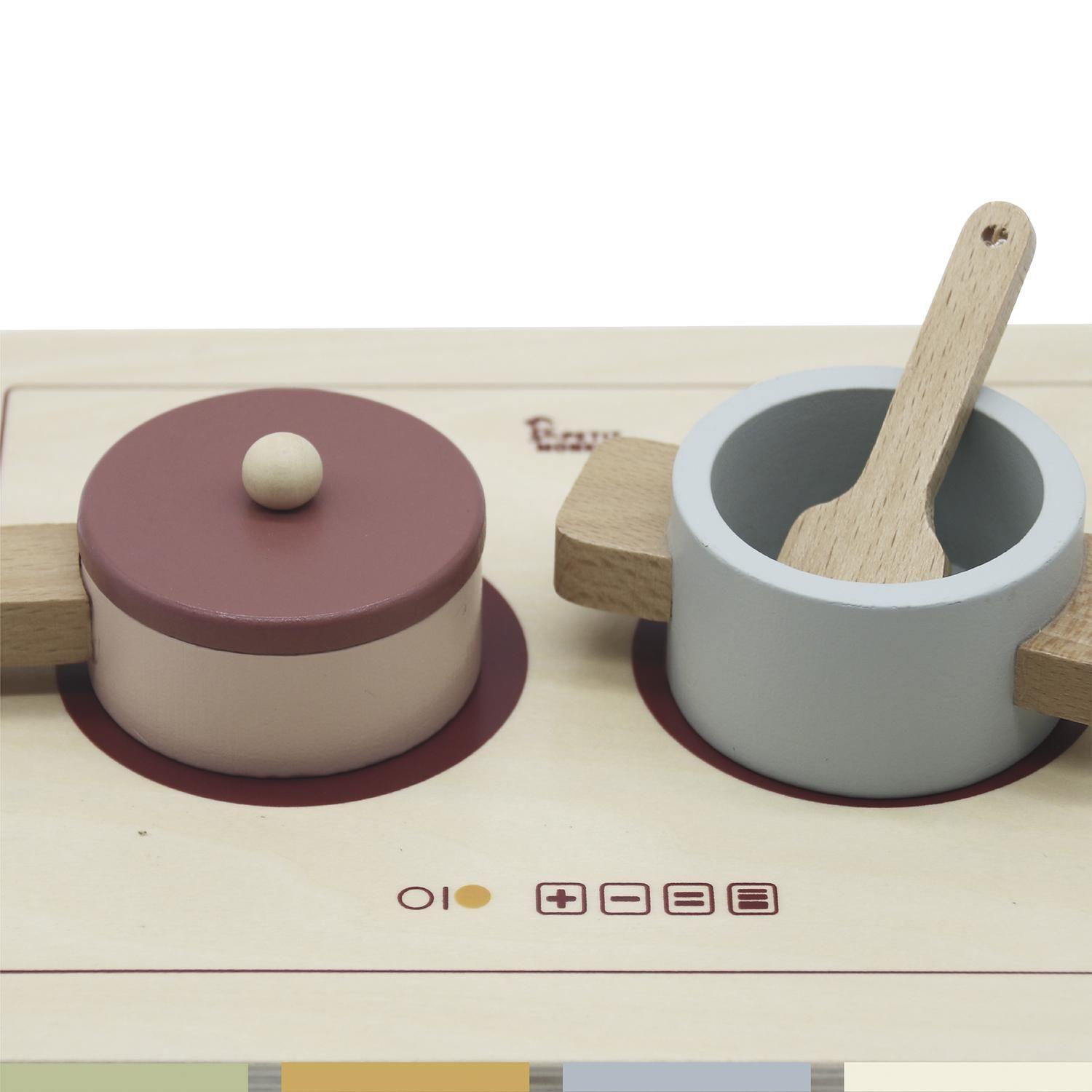 Set Juego Mini Cocina de Juguete Alimentos Madera Bandú-7