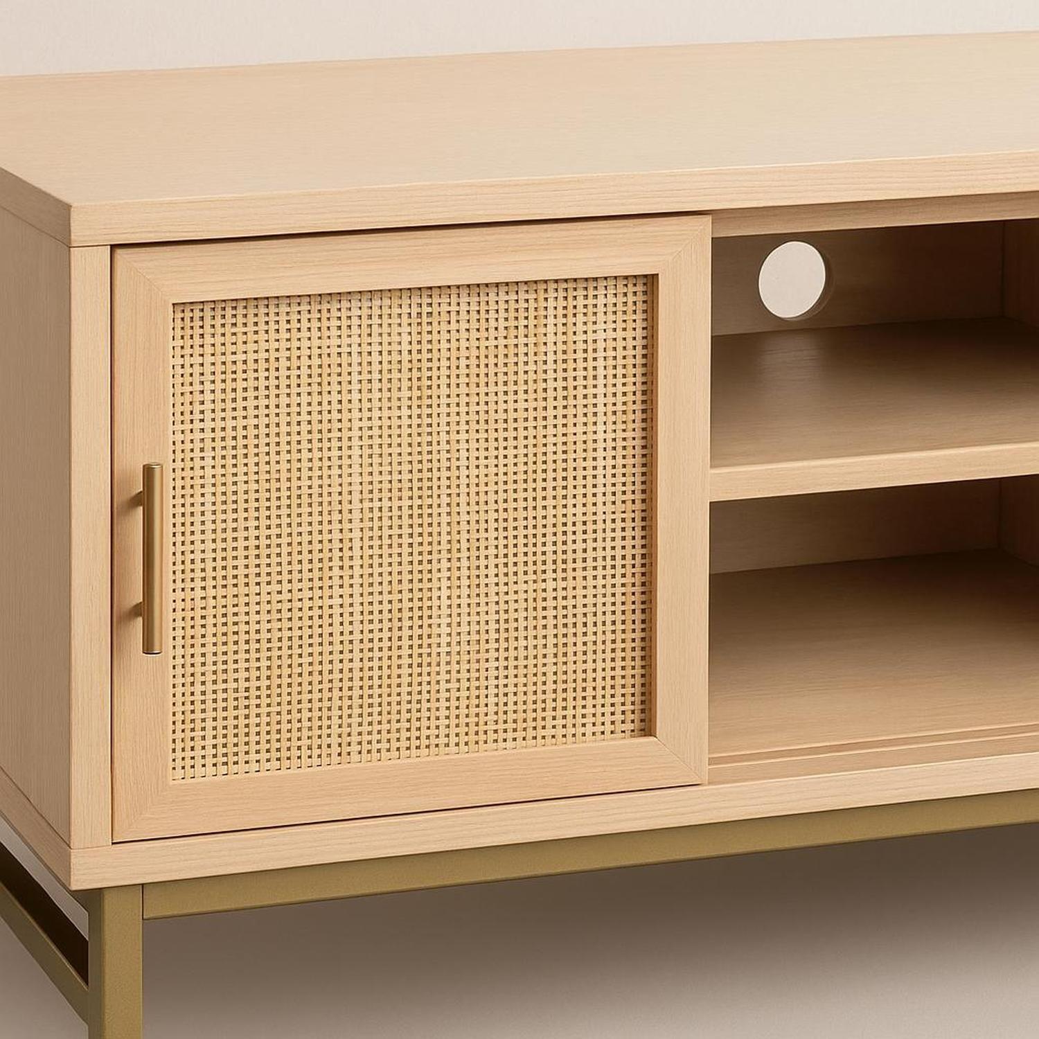 Rack para TV con Puerta de Junco Diseño Natural Atmosphera-3