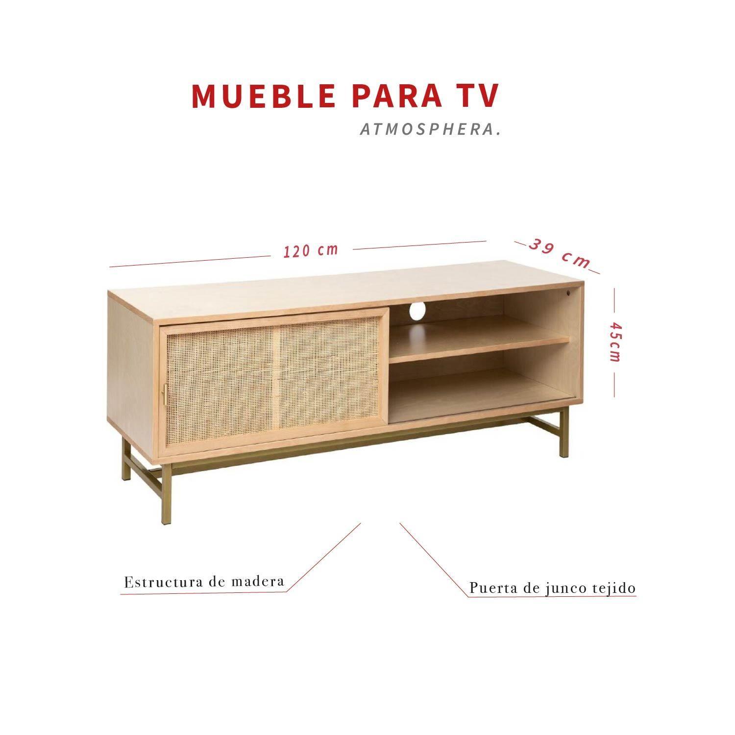 Rack para TV con Puerta de Junco Diseño Natural Atmosphera-4