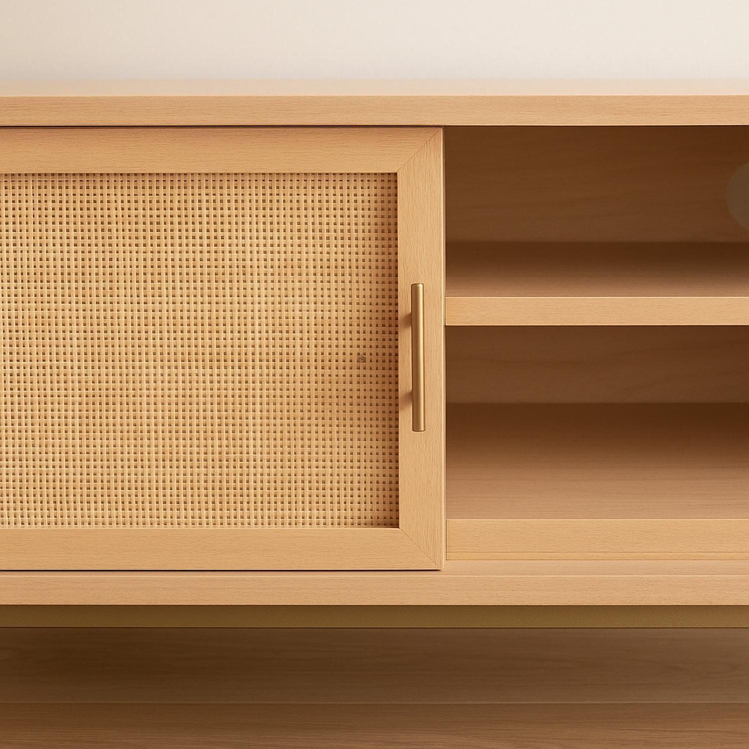 Rack para TV con Puerta de Junco Diseño Natural Atmosphera-3