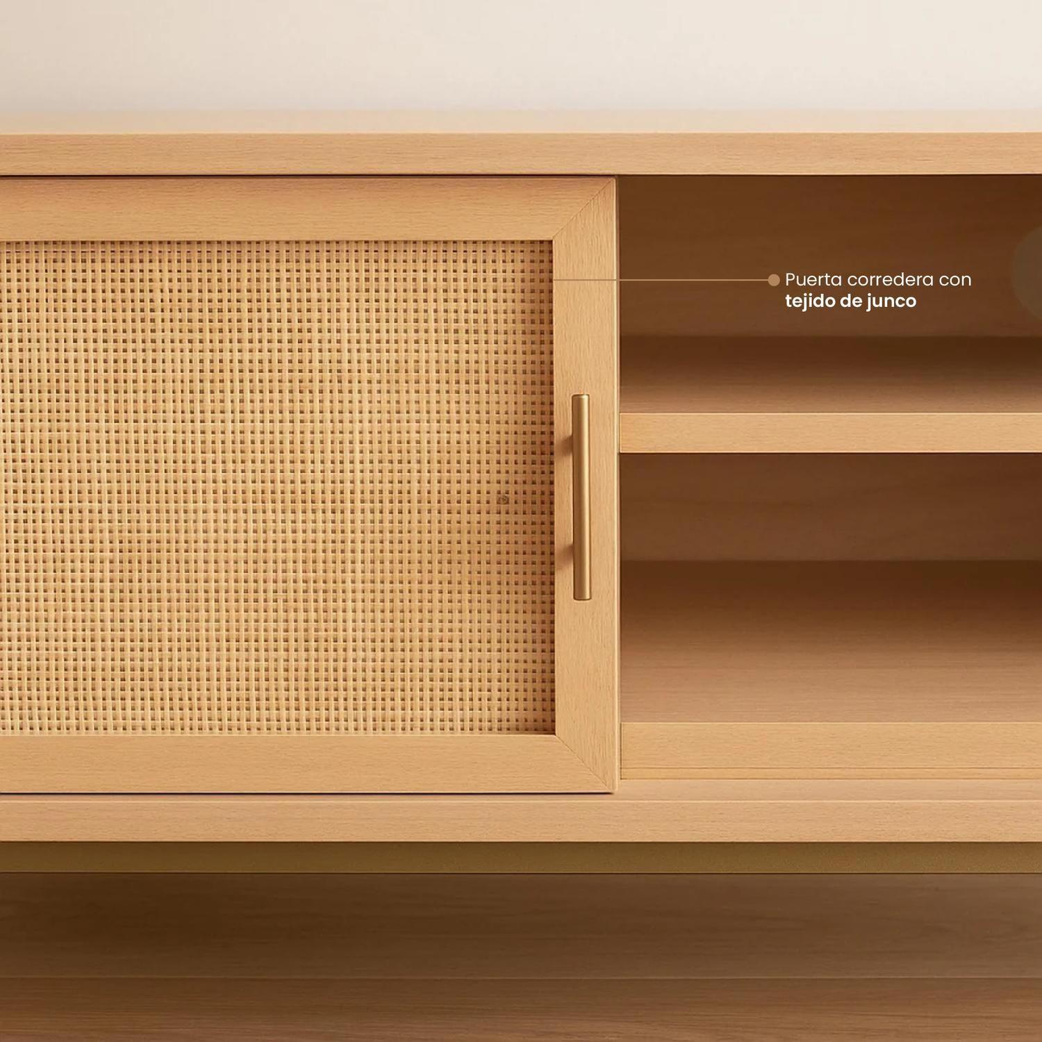 Rack para TV con Puerta de Junco Diseño Natural Atmosphera-2