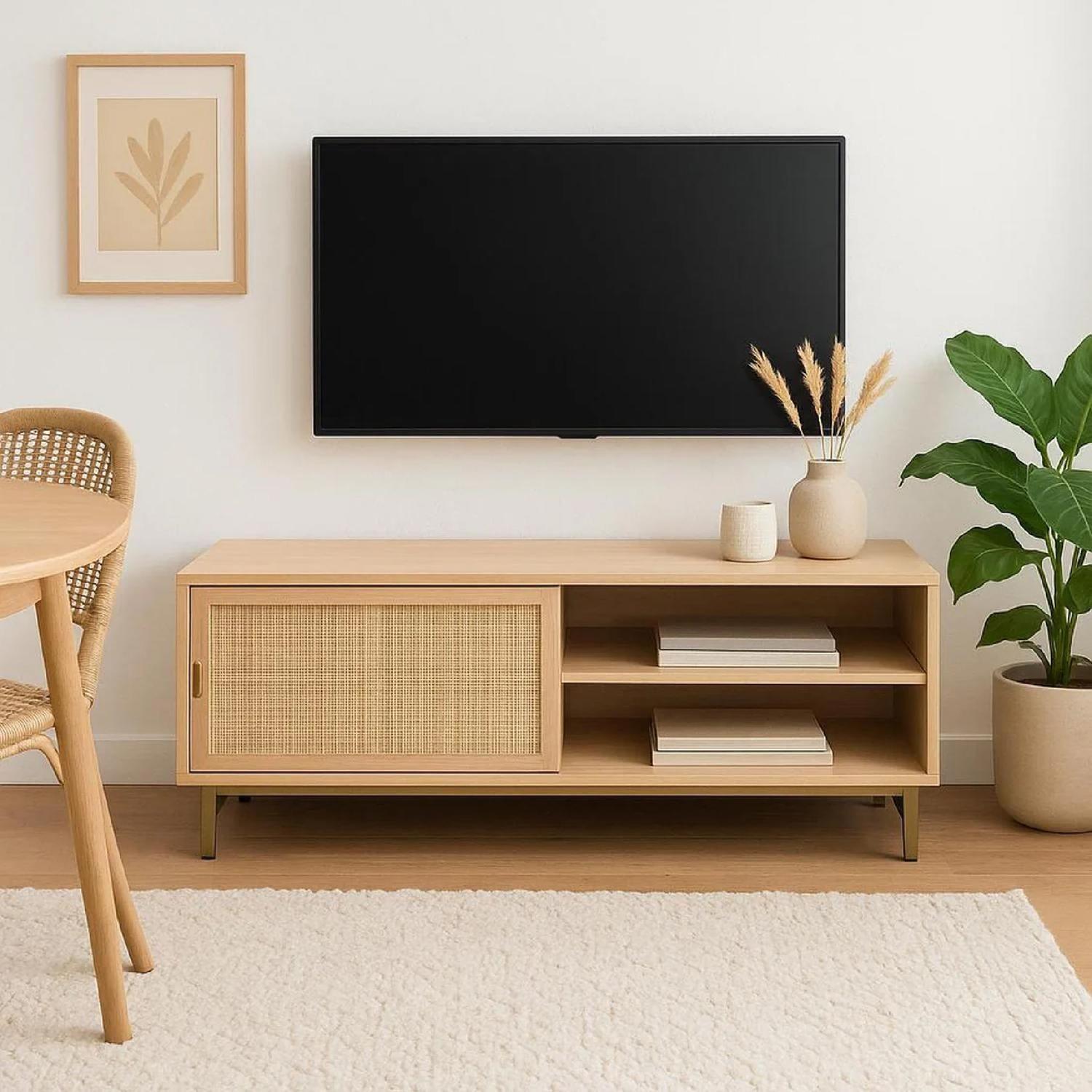 Rack para TV con Puerta de Junco Diseño Natural Atmosphera-5