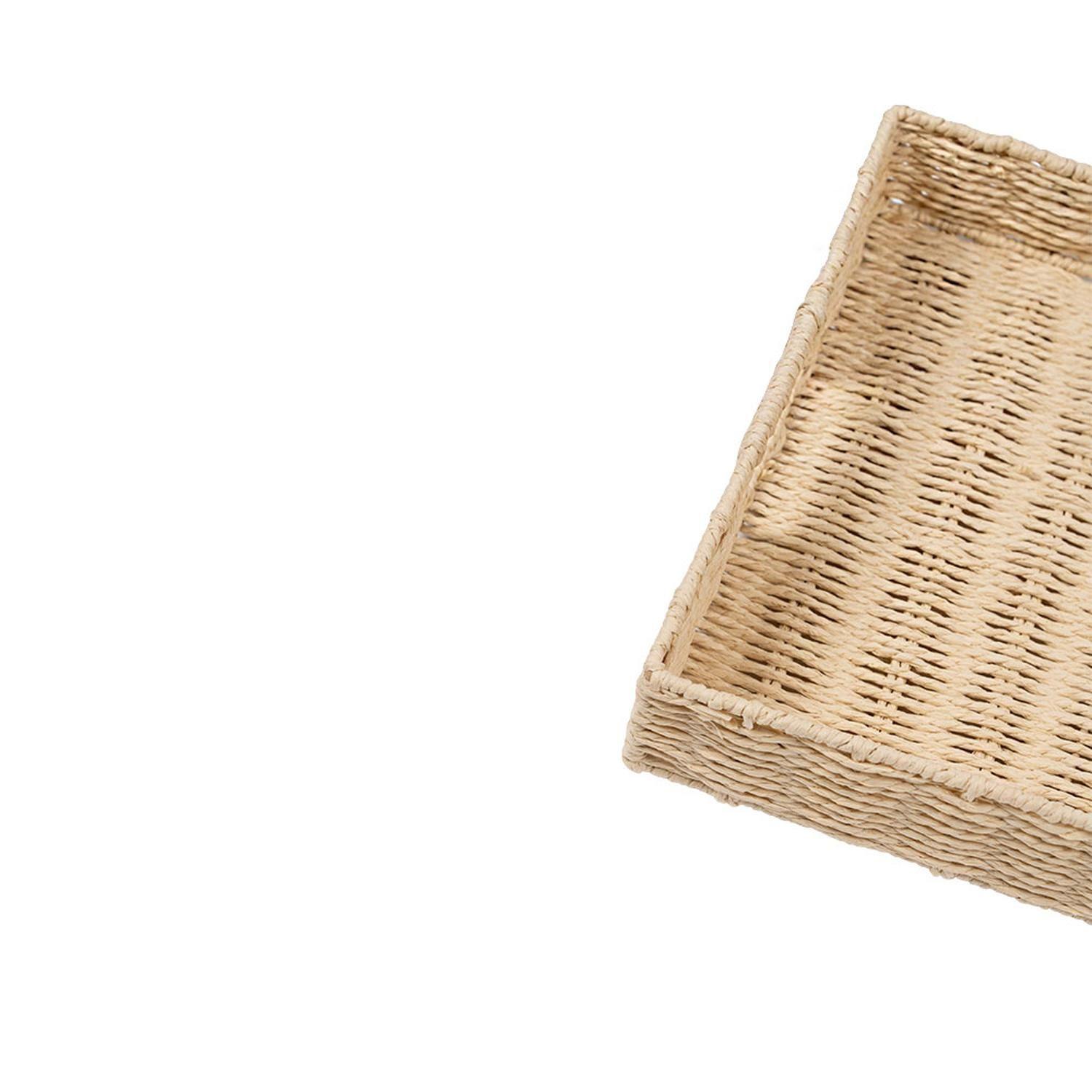 Bandeja cuadrada Kord 35cm beige mimbre 5Five-2