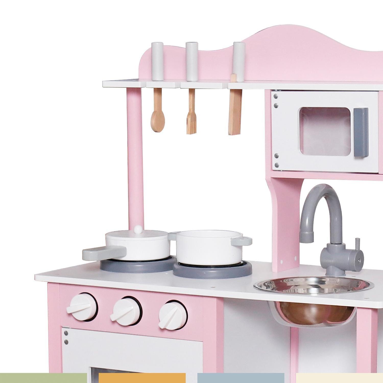 Cocina de Juguete Infantil Niños Madera Rosada con Acc Bandú-4