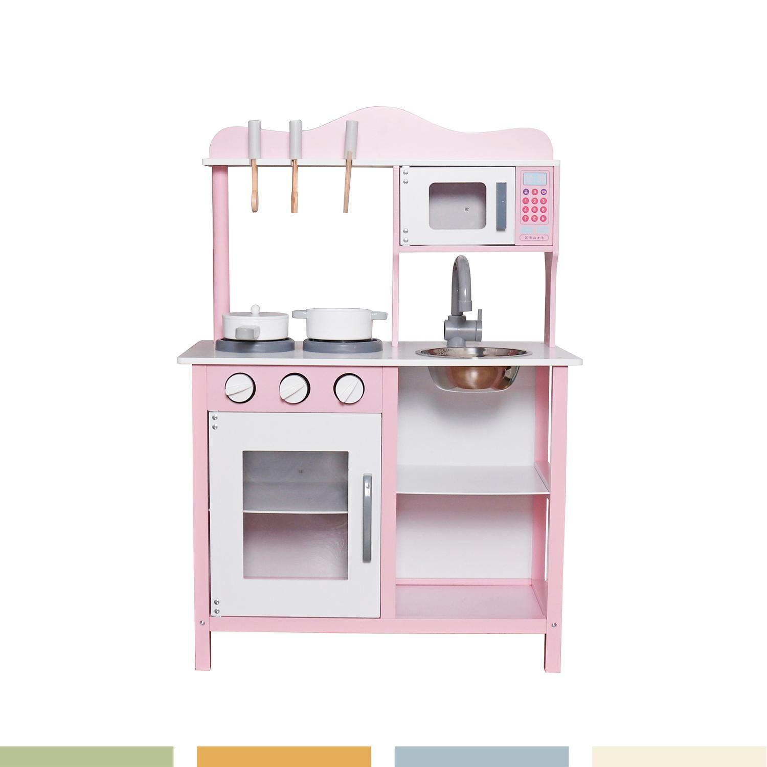 Cocina de Juguete Infantil Niños Madera Rosada con Acc Bandú-2