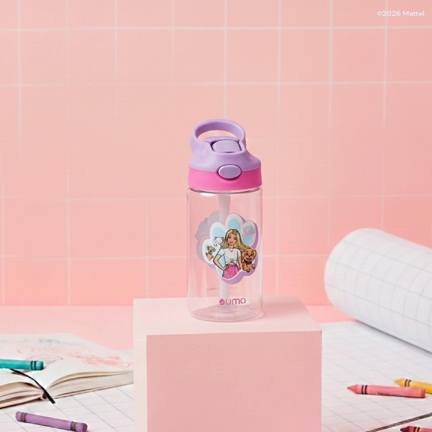 Botella Agua Niños Barbie & Pets 420ml con Bombilla UMA-1