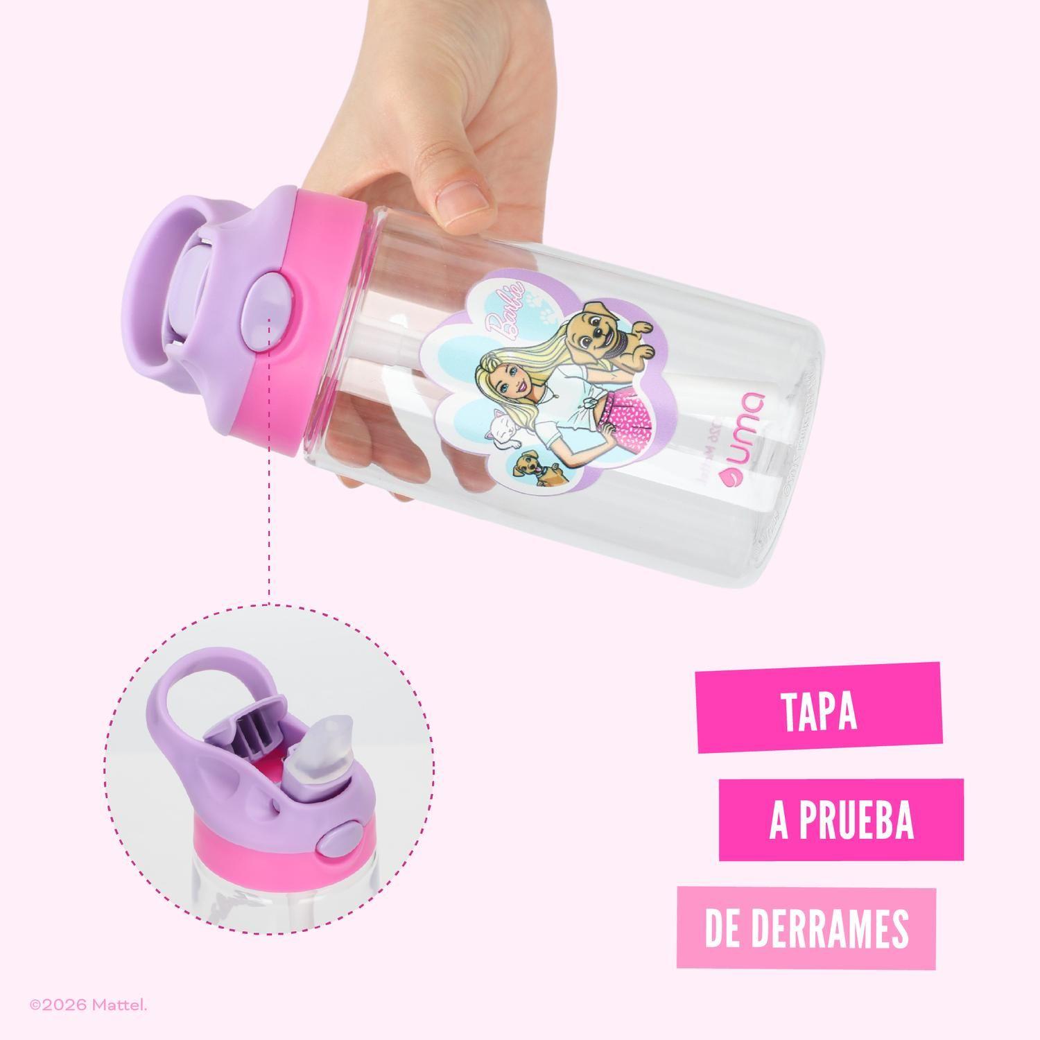 Botella Agua Niños Barbie & Pets 420ml con Bombilla UMA-2