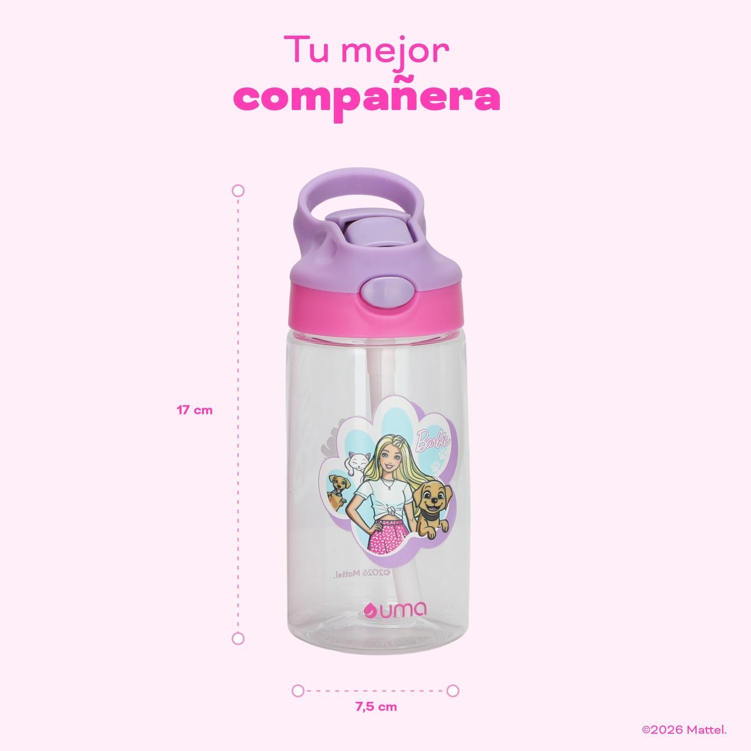 Botella Agua Niños Barbie & Pets 420ml con Bombilla UMA-5