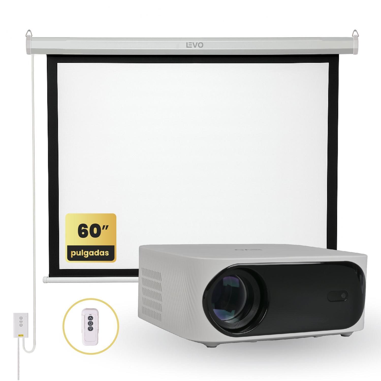 Proyector Portatil Nova 9000lm + Telón 60" Eléctrico LEVO-4