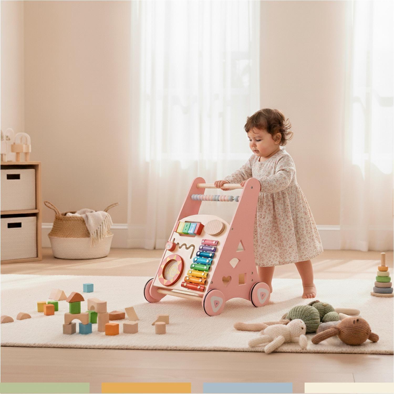 Andador Correpasillos Bebe Didáctico Madera Bandú-3