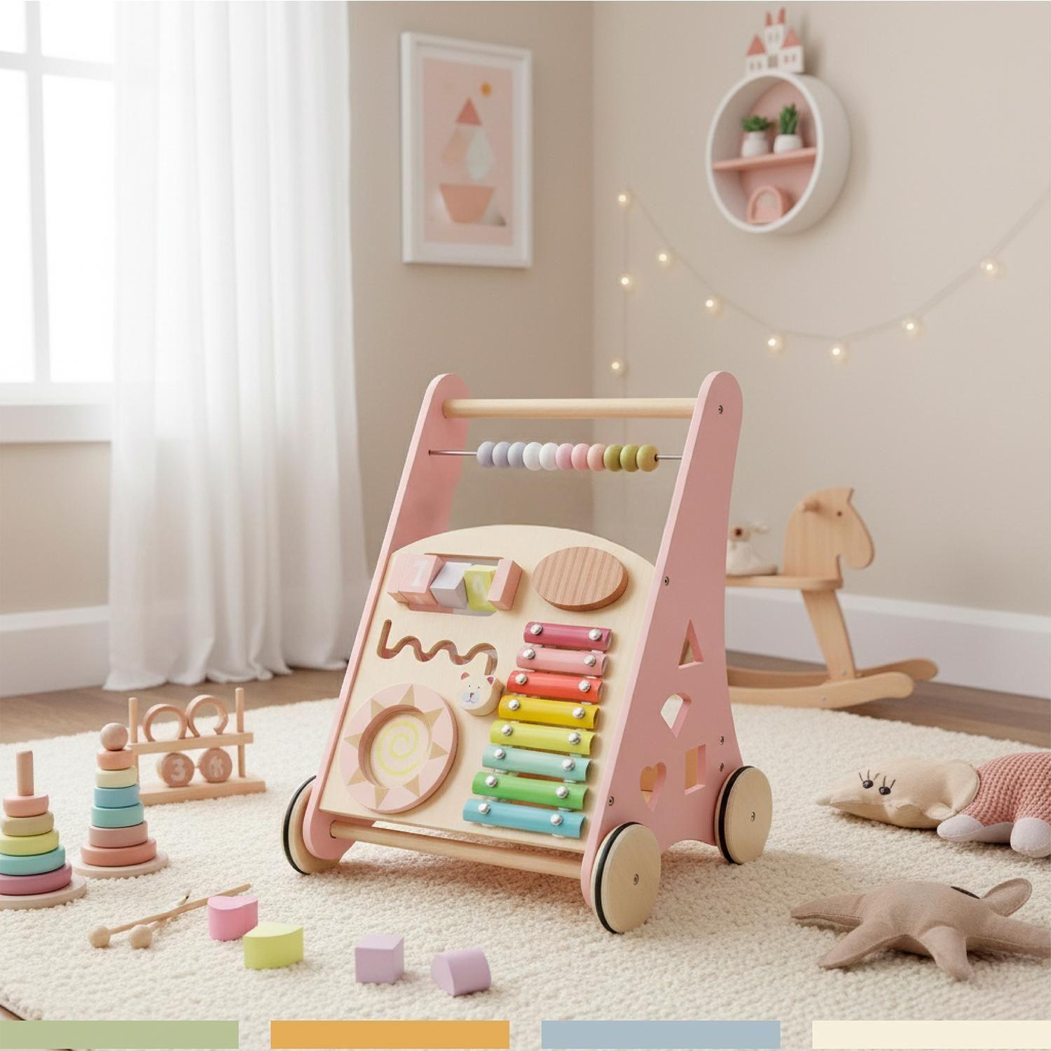 Andador Correpasillos Bebe Didáctico Madera Bandú-5