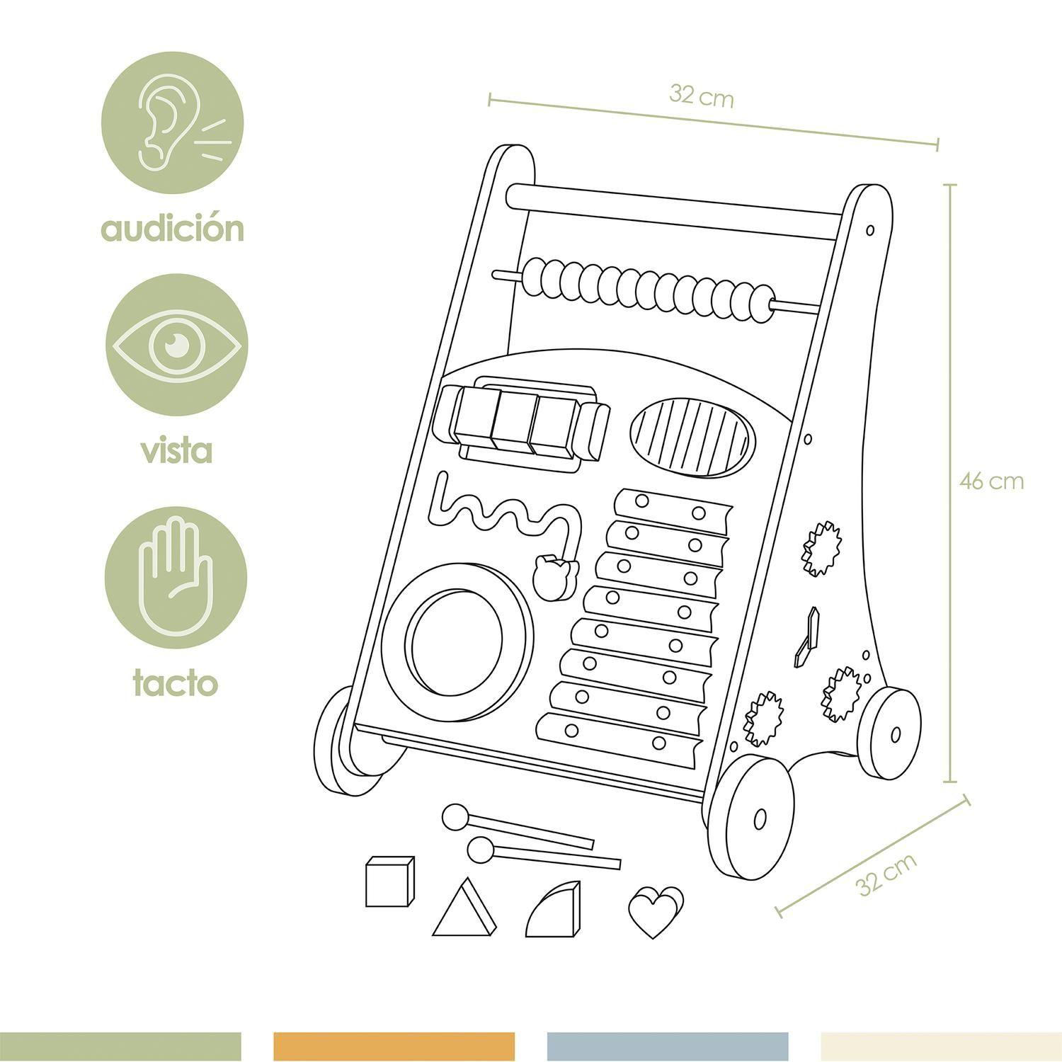 Andador Correpasillos Bebe Didáctico Madera Bandú-7