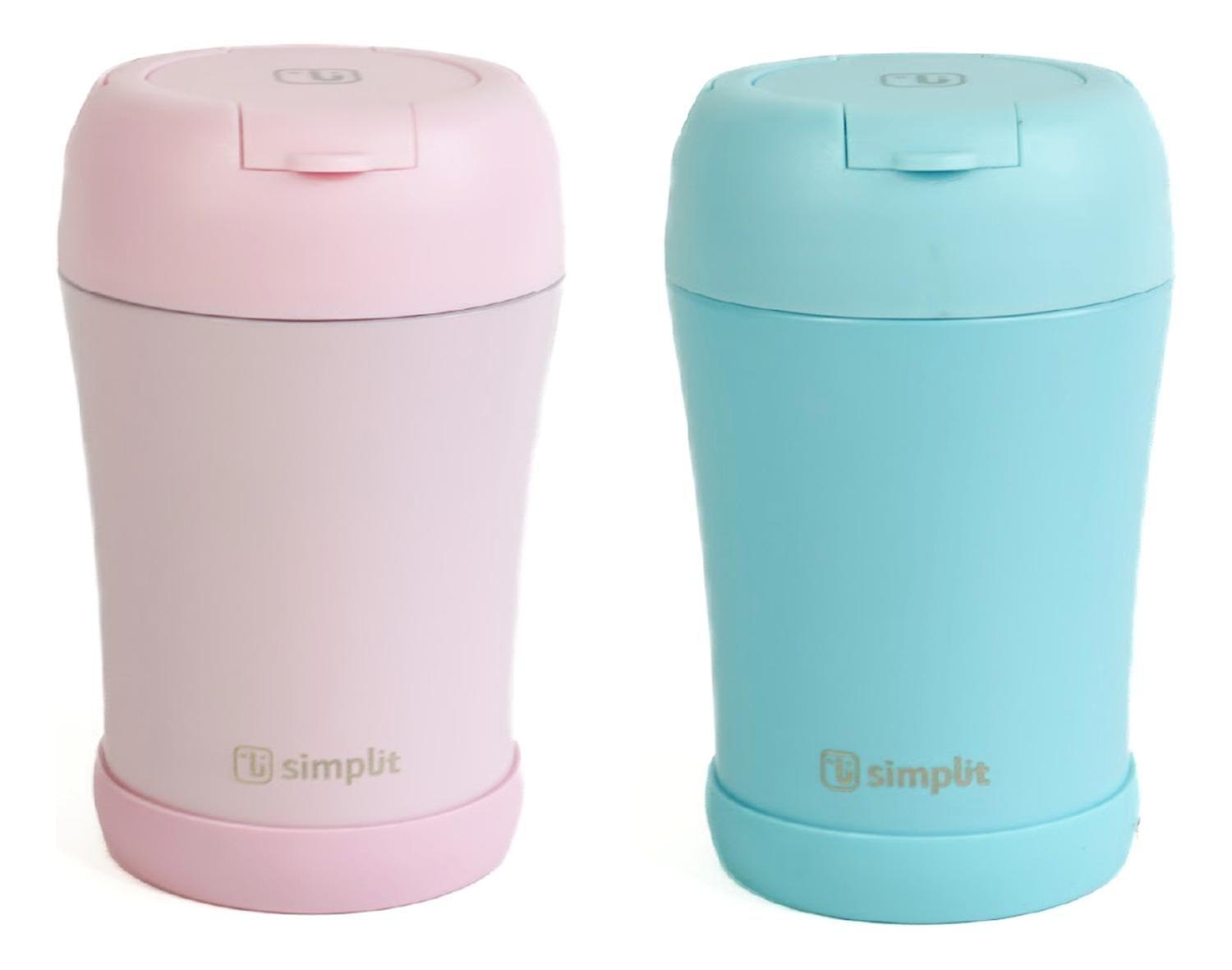 Pack 2 Termos de Comida 400ml Rosado y Azul Simplit-0