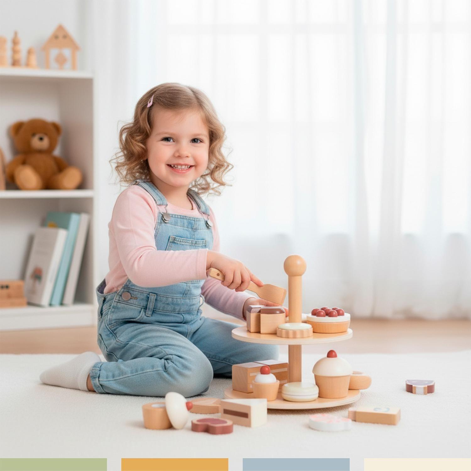 Set Juego Pastelería Corta Postre Infantil Niño Madera Bandú-6