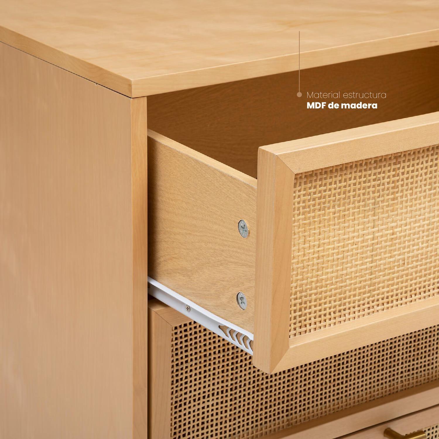 Comoda Doble Ratán 6 Cajones 120x40x74,5 cm Atmosphera-5