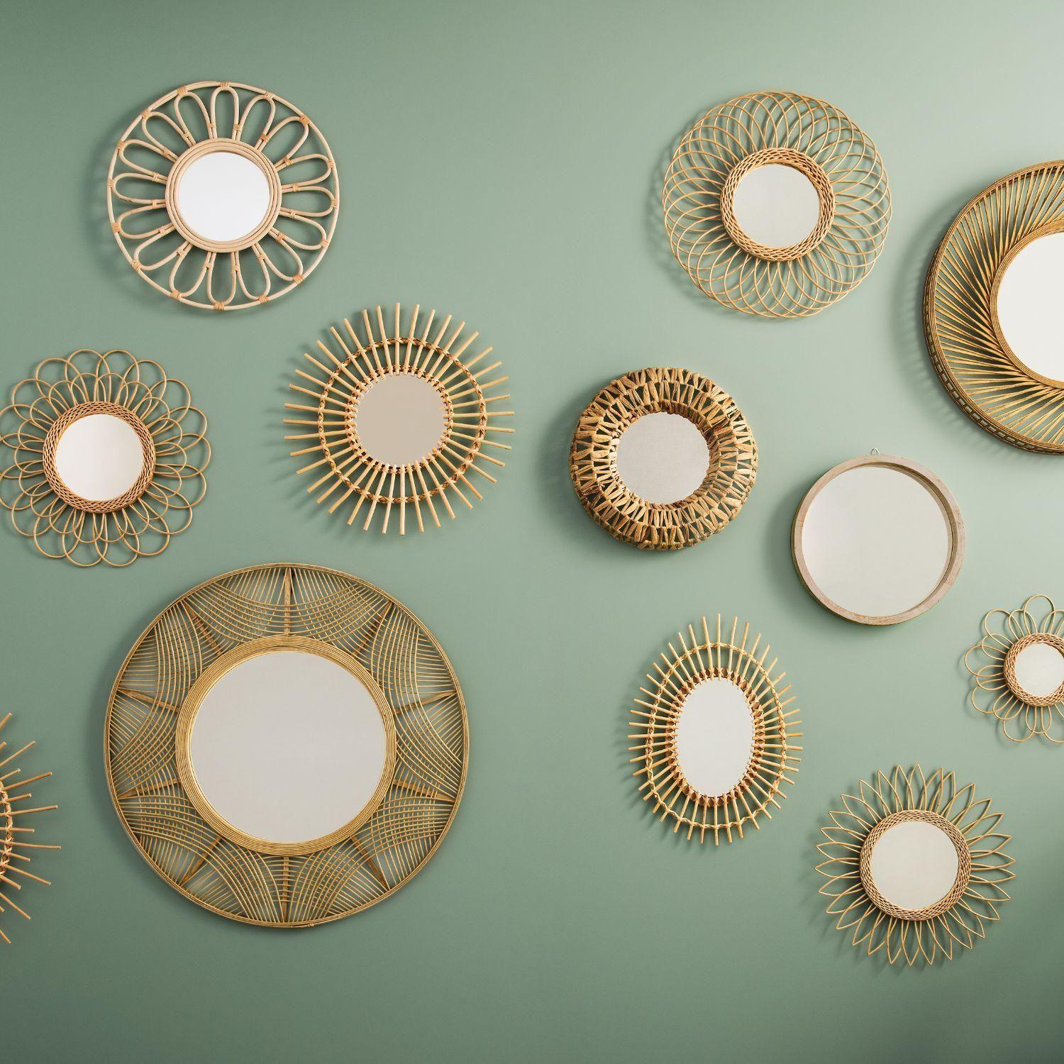 Espejo Redondo Olav 52 cm Marco de Madera Beige Atmosphera-4